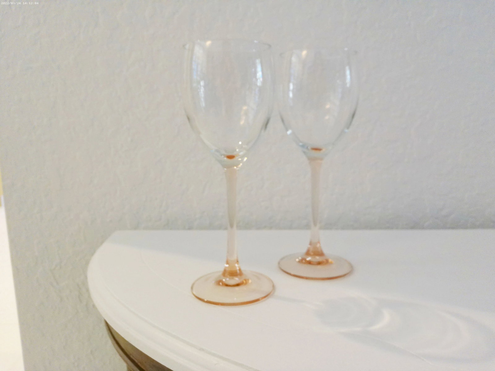 Vintage Pink Stemmed Crystal Wine Glasses. Set of 8 - 3