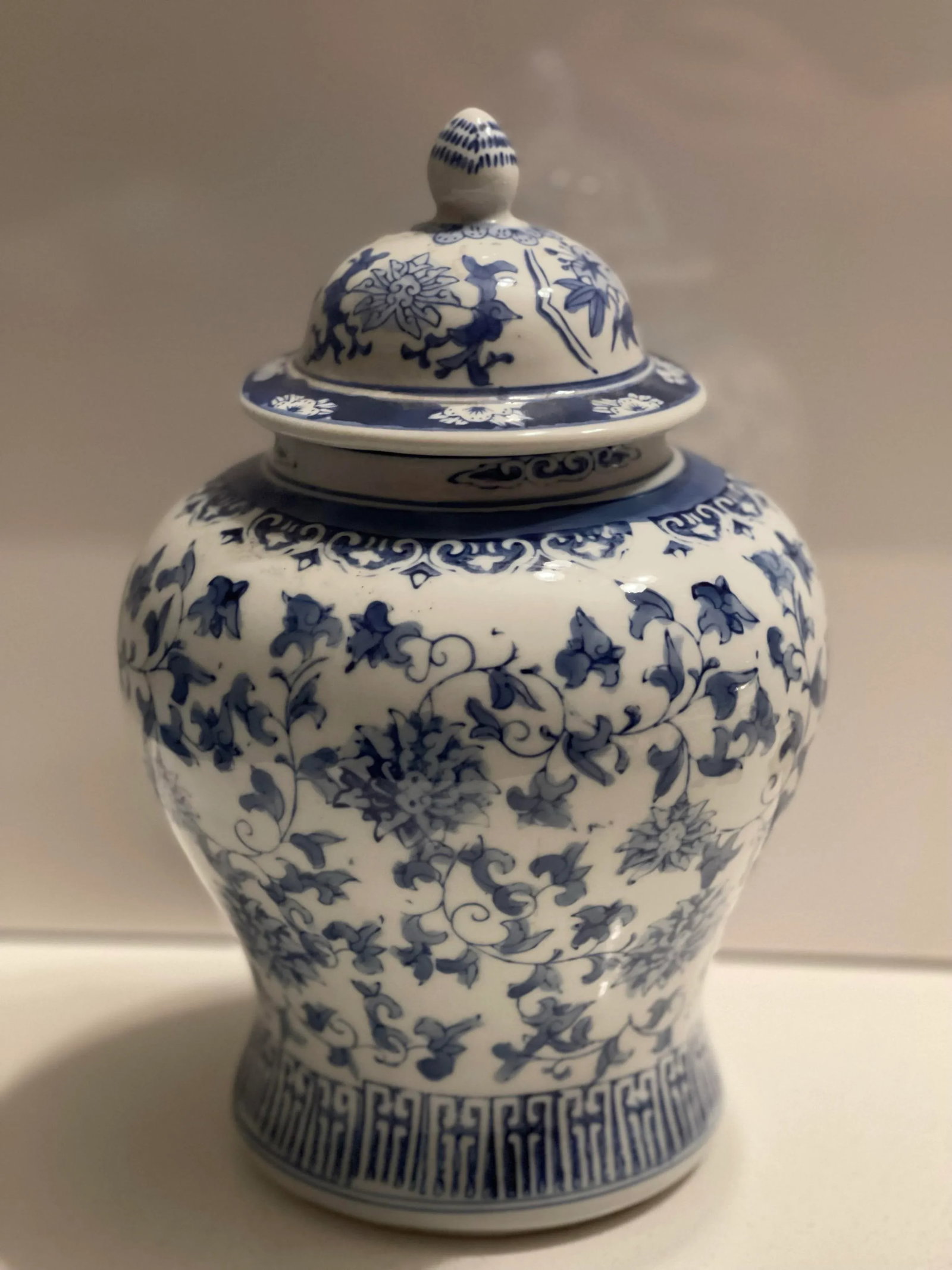 Late 20th Century Chinese Blue & White Porcelain Ginger Jar, Stamped - 2