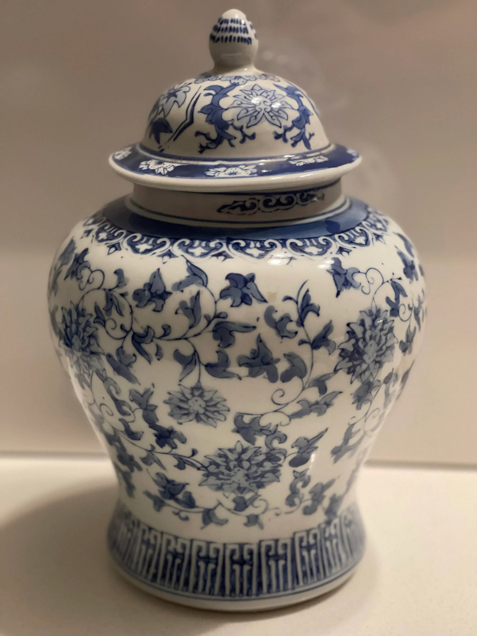 Late 20th Century Chinese Blue & White Porcelain Ginger Jar, Stamped - 3