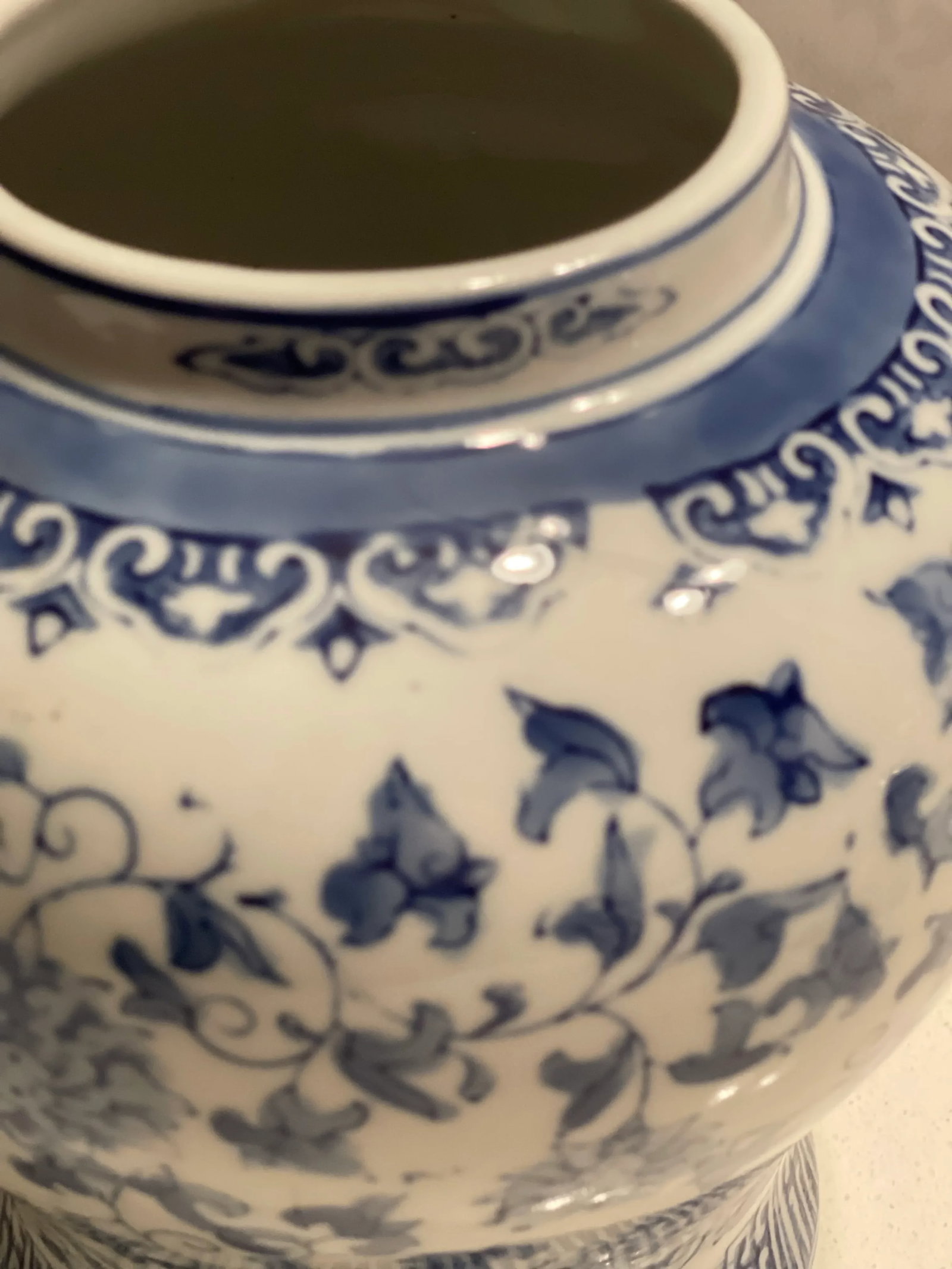 Late 20th Century Chinese Blue & White Porcelain Ginger Jar, Stamped - 4