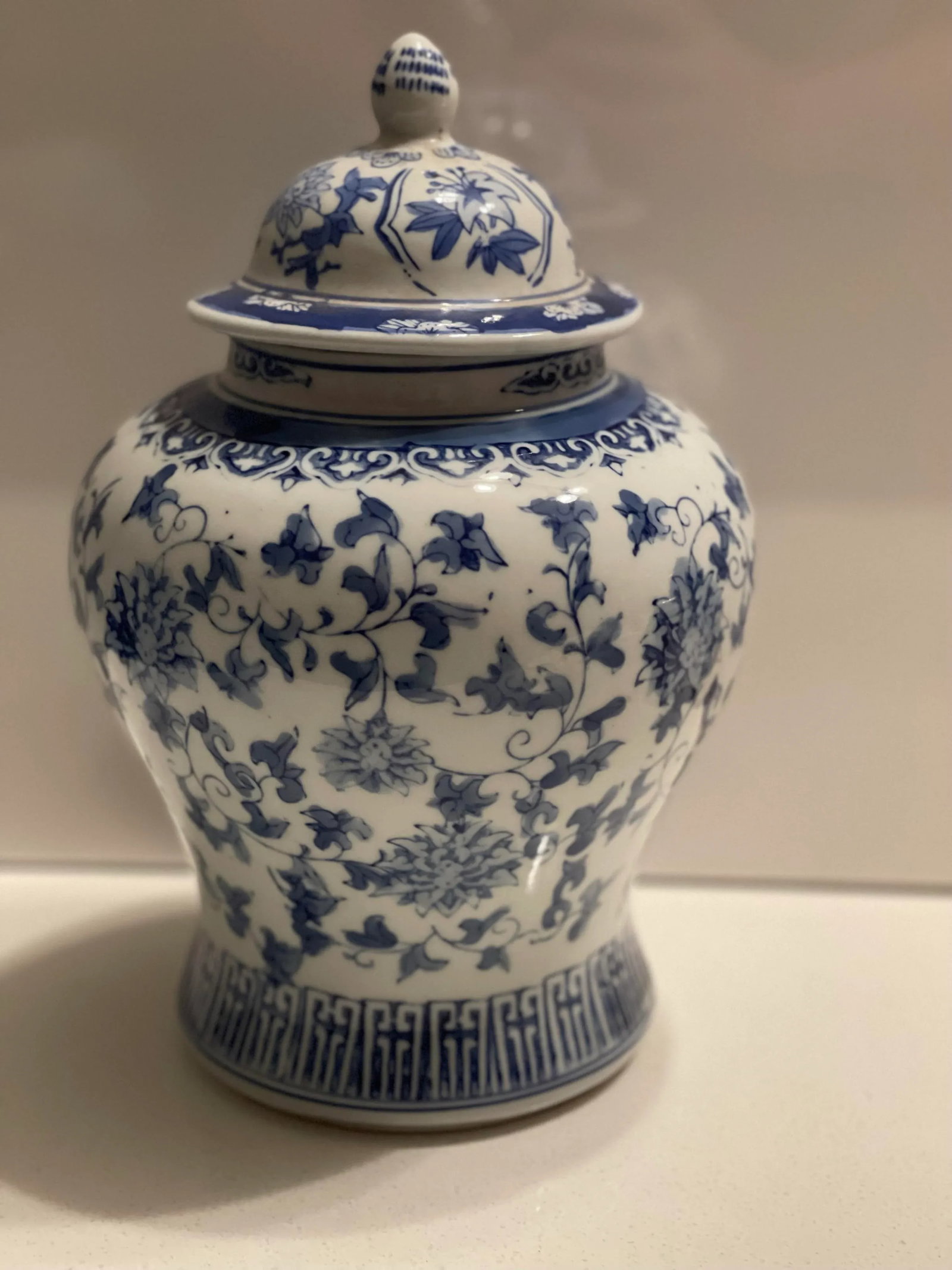 Late 20th Century Chinese Blue & White Porcelain Ginger Jar, Stamped - 6