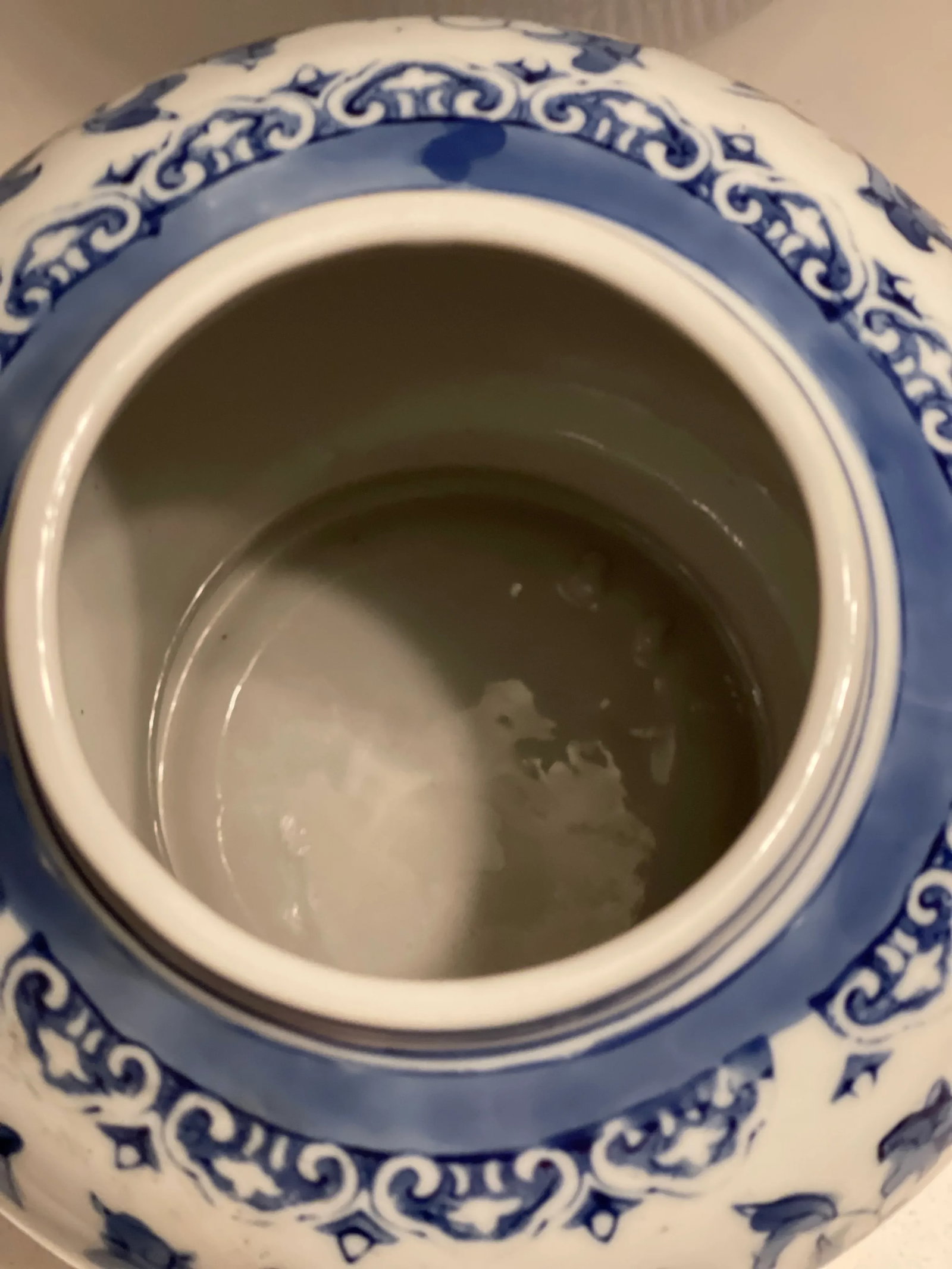 Late 20th Century Chinese Blue & White Porcelain Ginger Jar, Stamped - 7