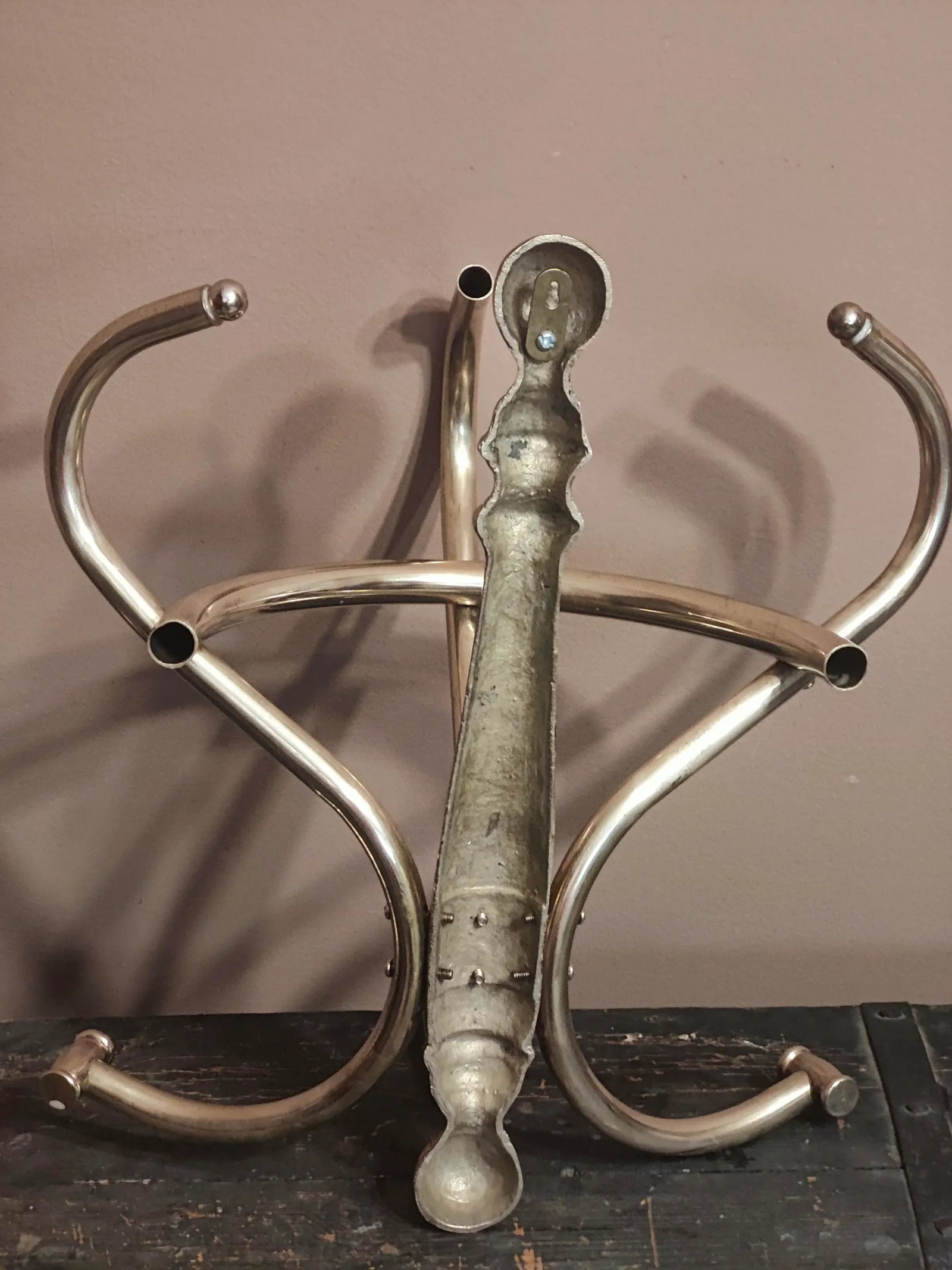 1900s Art Nouveau Solid Brass Hat Rack - 2