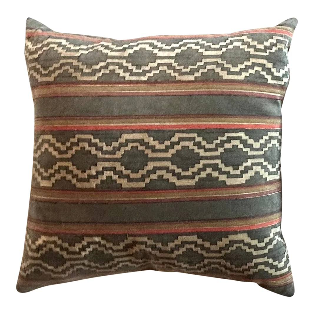 Hand Blocked Velvet Decorative Pillow by Galbraith & Paul: Hand blocked velvet and a striking color palette gives this decorative pillow by American designers Galbraith & Paul it's visual appeal. Feature it on it's own or as part of a curated assortment to