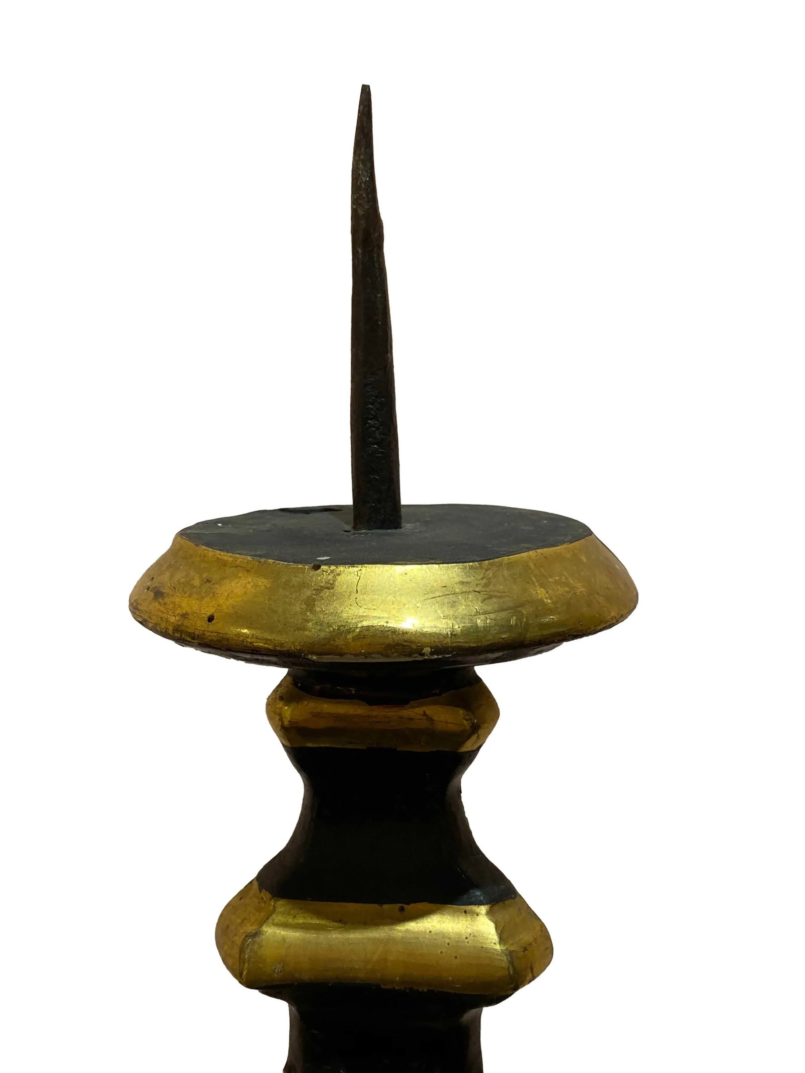 19th Century Italian Black and Gilt Candlesticks - a Pair - 2