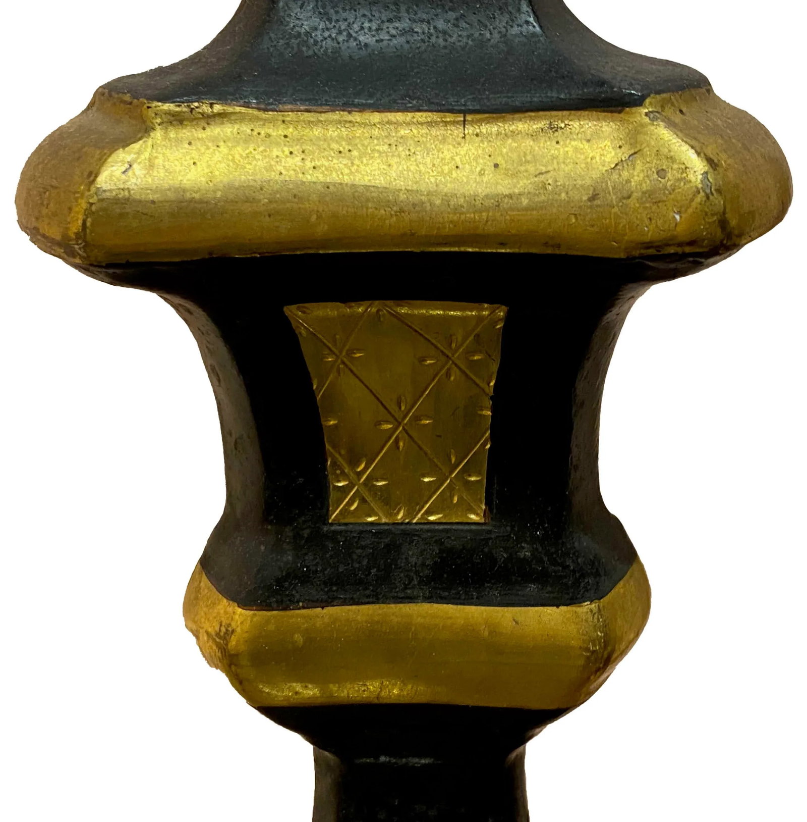 19th Century Italian Black and Gilt Candlesticks - a Pair - 3