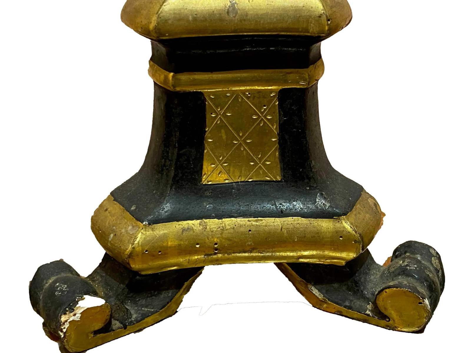 19th Century Italian Black and Gilt Candlesticks - a Pair - 5