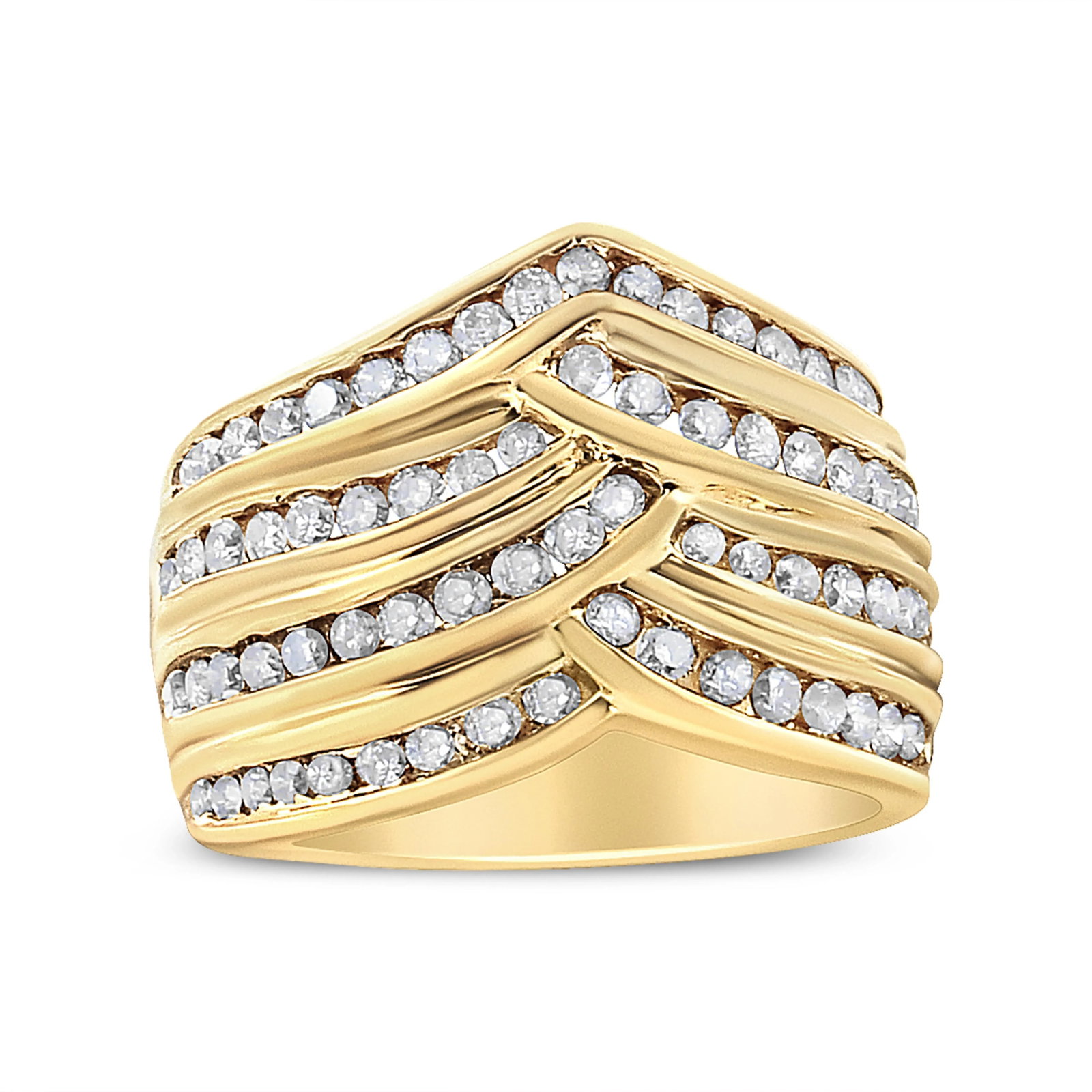 10K Yellow Gold Plated .925 Sterling Silver 1 1/2 Cttw Diamond Channel Band (Champagne Color, I2-I3 - 2