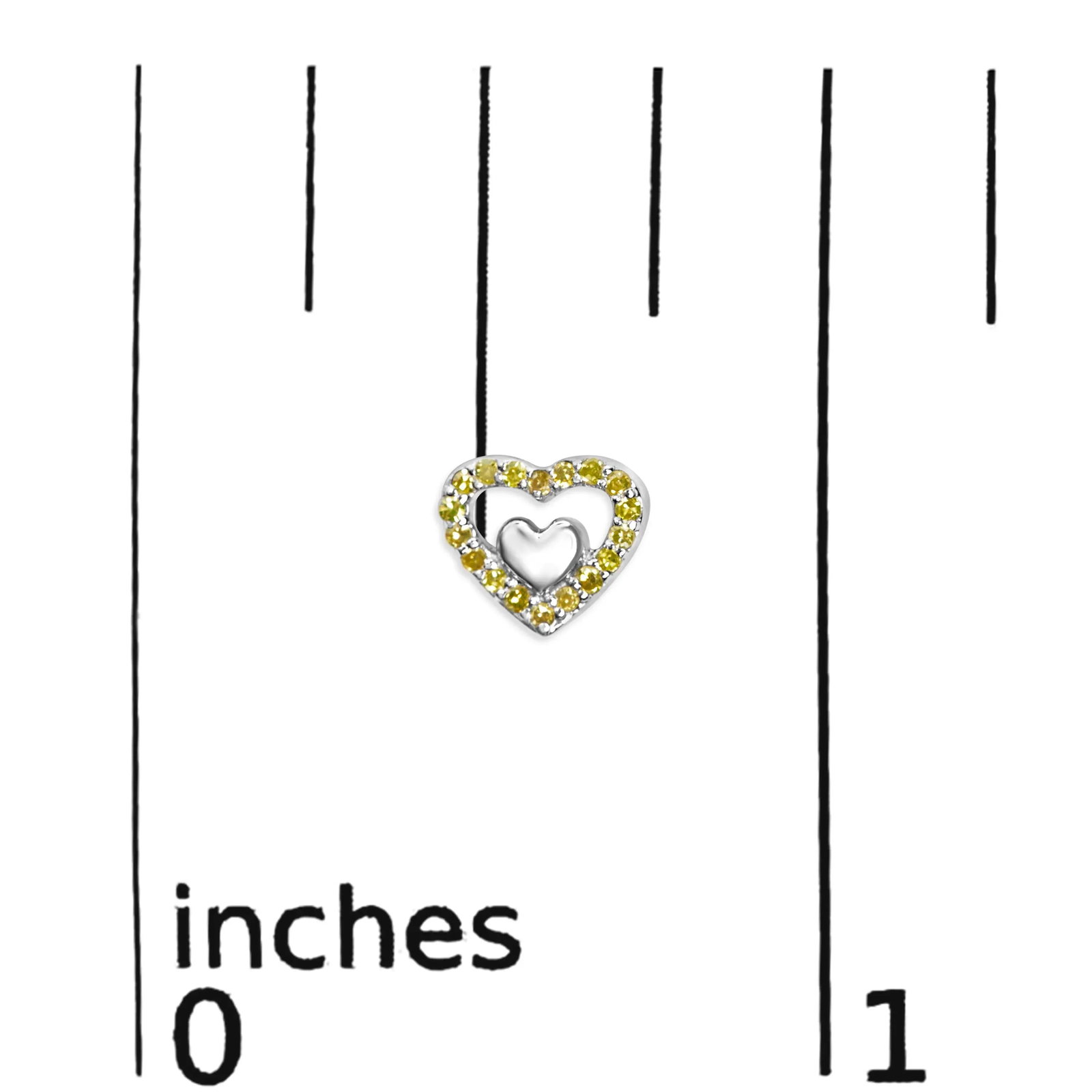 925 Sterling Silver 1/6 Cttw Yellow Diamond Open Double Heart Stud Earrings (Treated Yellow Color, I - 5