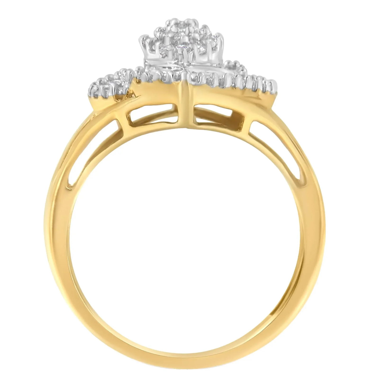 10K Yellow Gold Diamond Cocktail Ring (1/2 Cttw, J-K Color, I2-I3 Clarity) - Size 8 EVS1010 - 2
