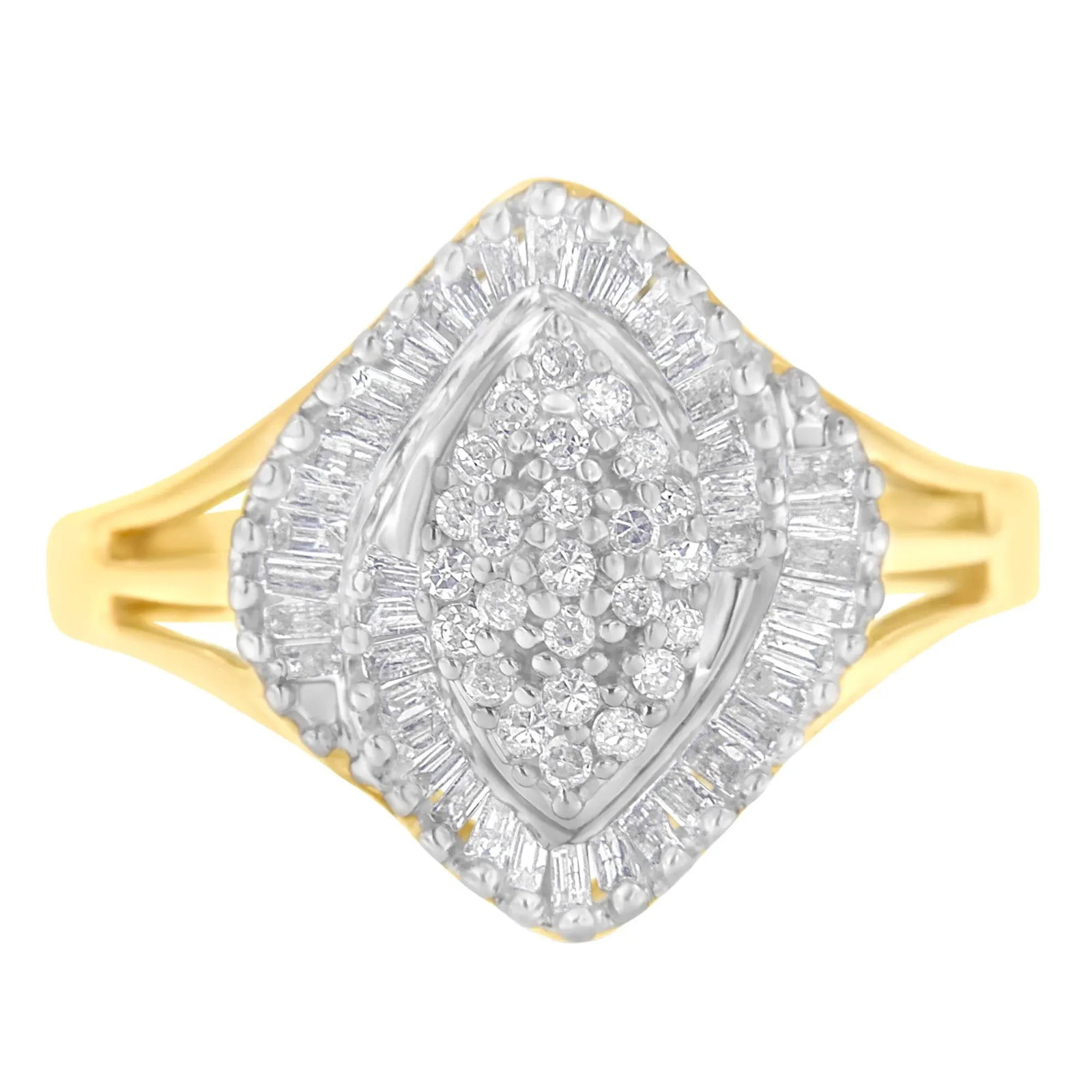 10K Yellow Gold Diamond Cocktail Ring (1/2 Cttw, J-K Color, I2-I3 Clarity) - Size 8 EVS1010 - 4