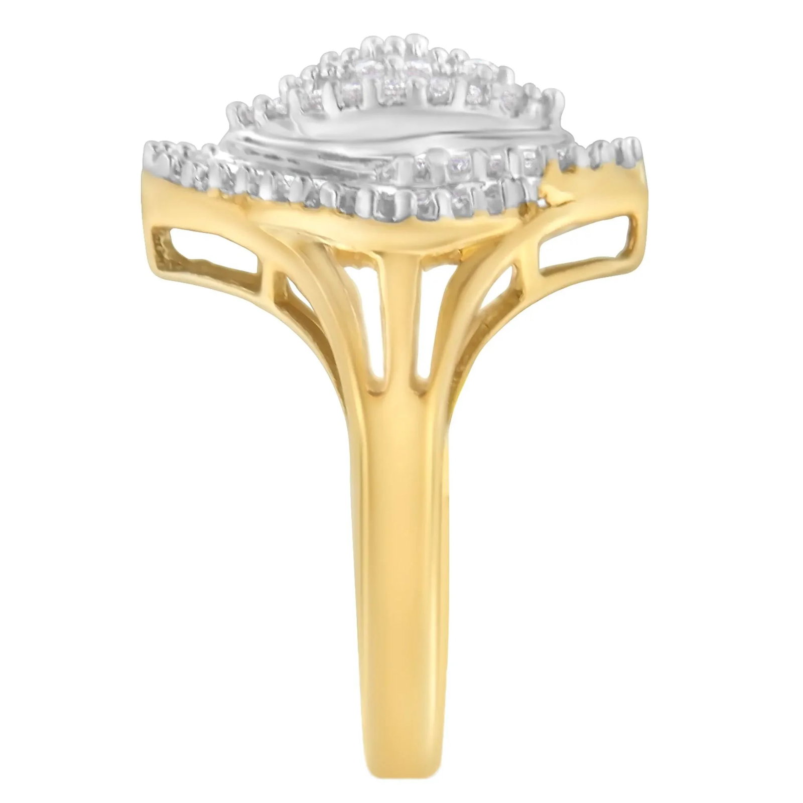 10K Yellow Gold Diamond Cocktail Ring (1/2 Cttw, J-K Color, I2-I3 Clarity) - Size 8 EVS1010 - 5