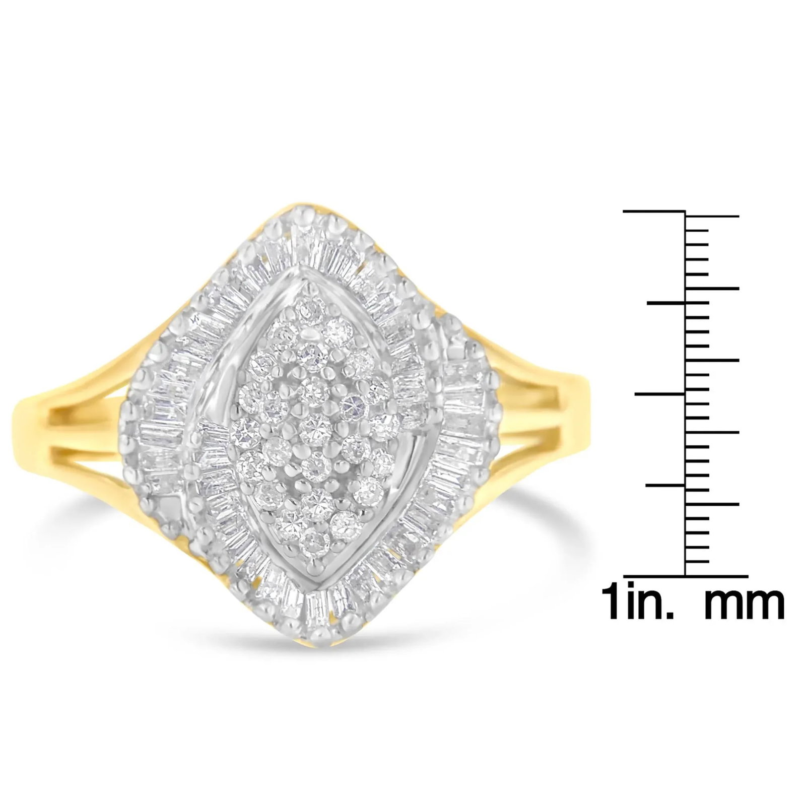 10K Yellow Gold Diamond Cocktail Ring (1/2 Cttw, J-K Color, I2-I3 Clarity) - Size 8 EVS1010 - 7