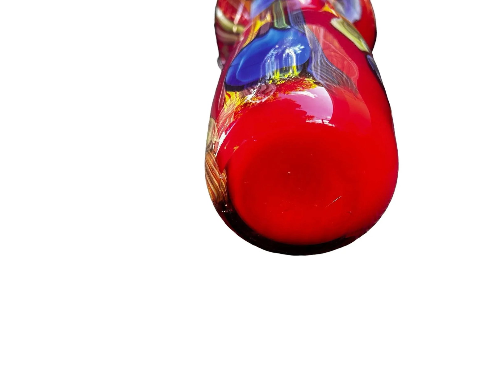 Murano Colorful Cased Floral Studio Art Glass Vase - 9