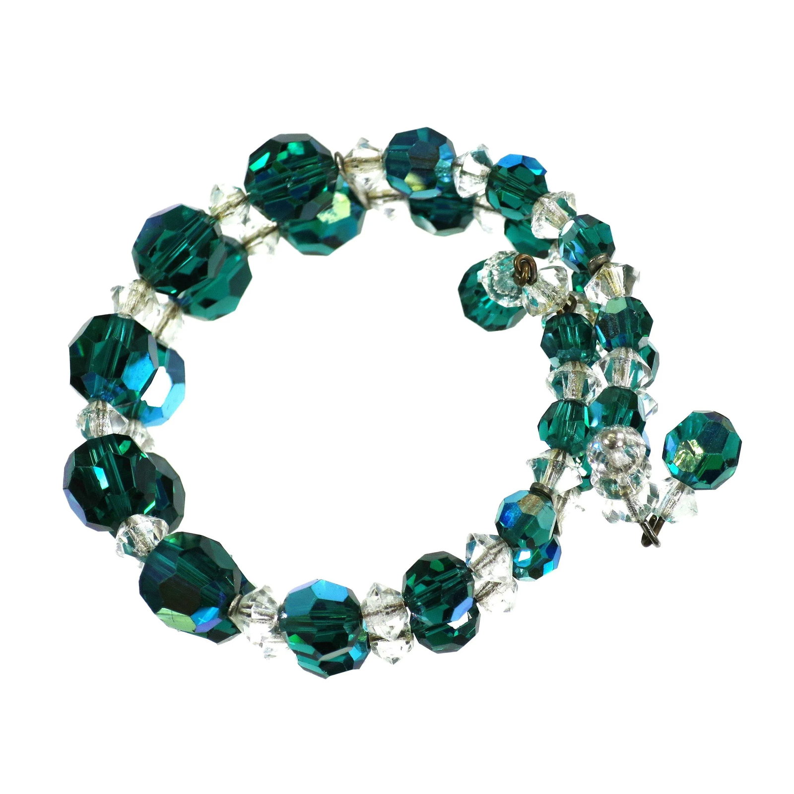 Vintage 1950s Emerald Crystal Beaded Necklace Set - 4 Pieces - 10