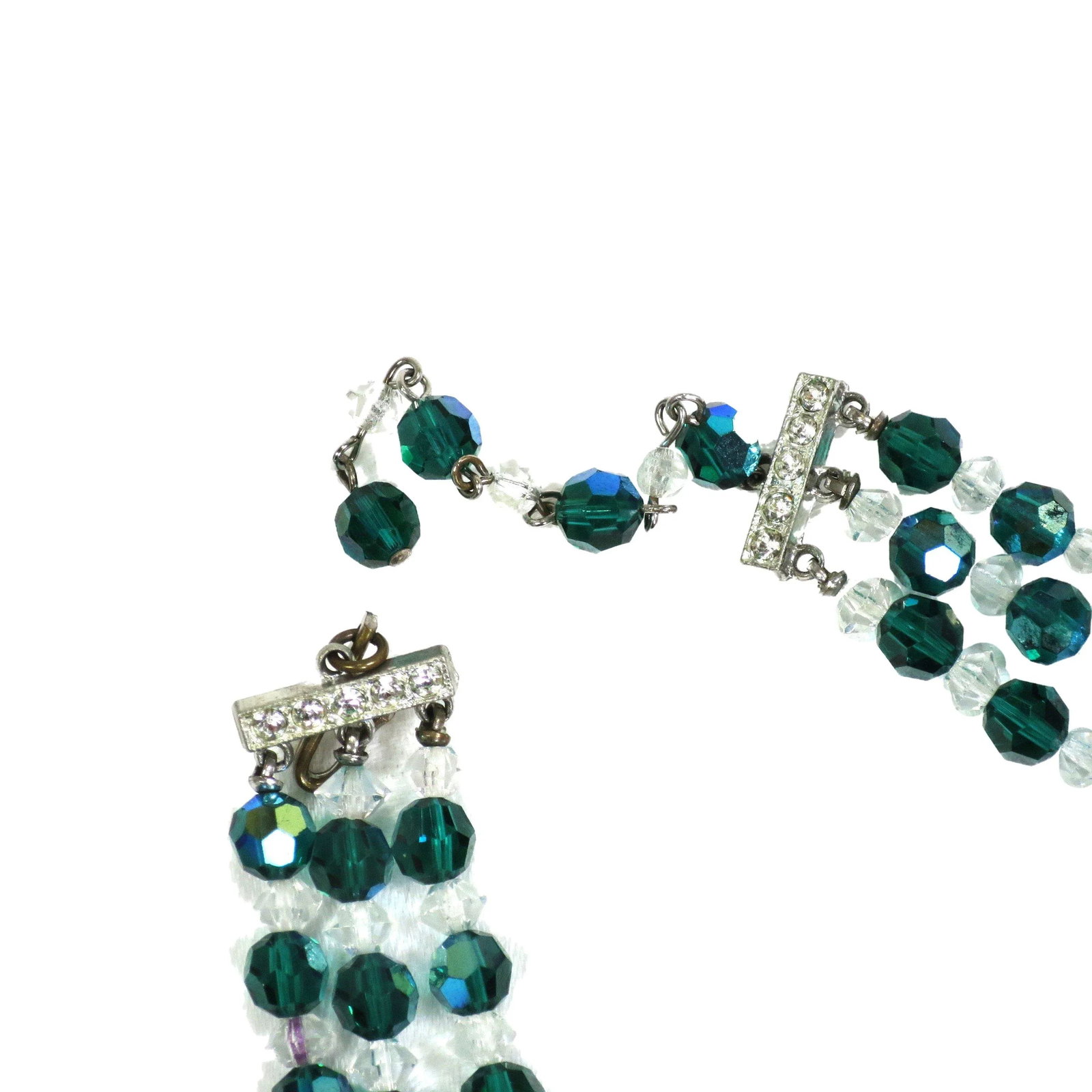 Vintage 1950s Emerald Crystal Beaded Necklace Set - 4 Pieces - 7