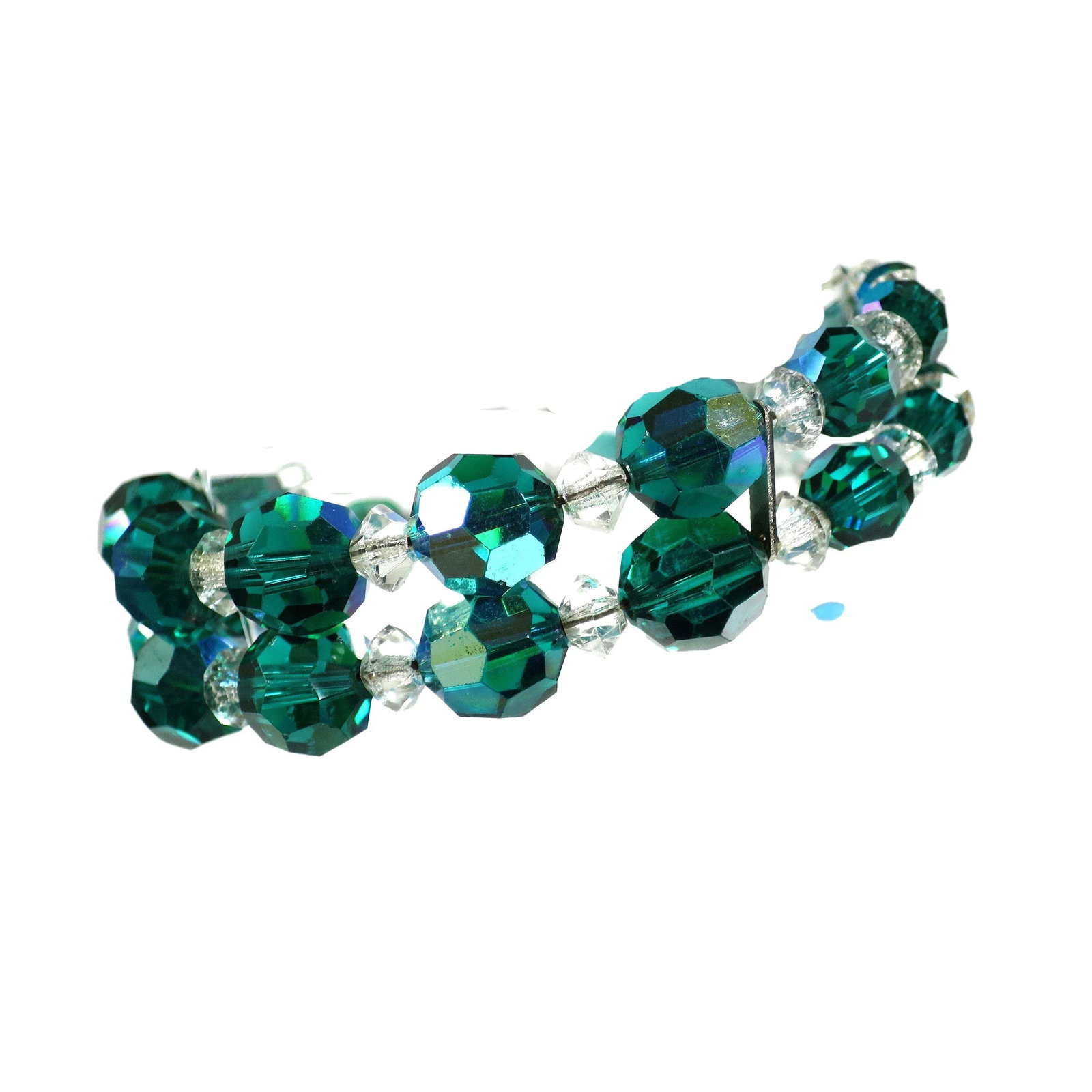 Vintage 1950s Emerald Crystal Beaded Necklace Set - 4 Pieces - 8