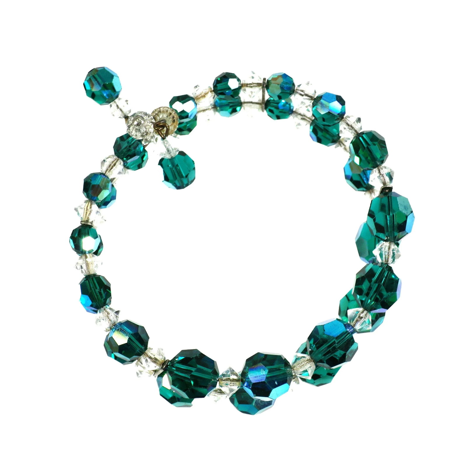 Vintage 1950s Emerald Crystal Beaded Necklace Set - 4 Pieces - 9