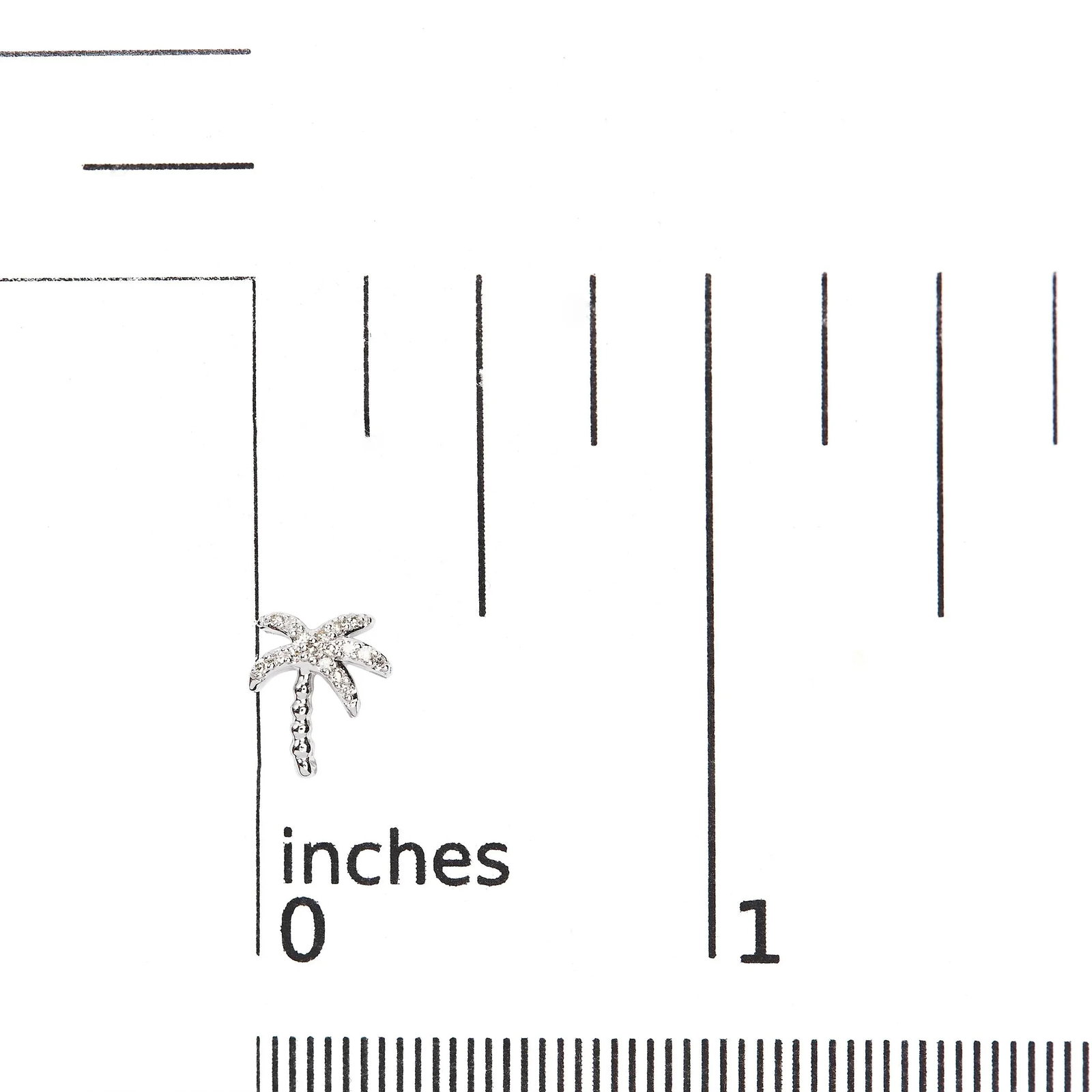 10K White Gold 1/10 Cttw Diamond Encrusted Palm Tree Stud Earrings (H-I Color, I1-I2 Clarity) - 5