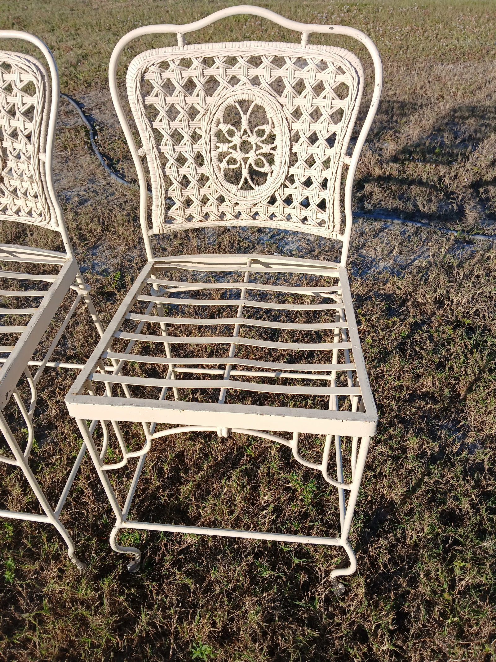 1950s Rattan and Iron Bar Stools or Counter Chairs - Set of 3 - 2