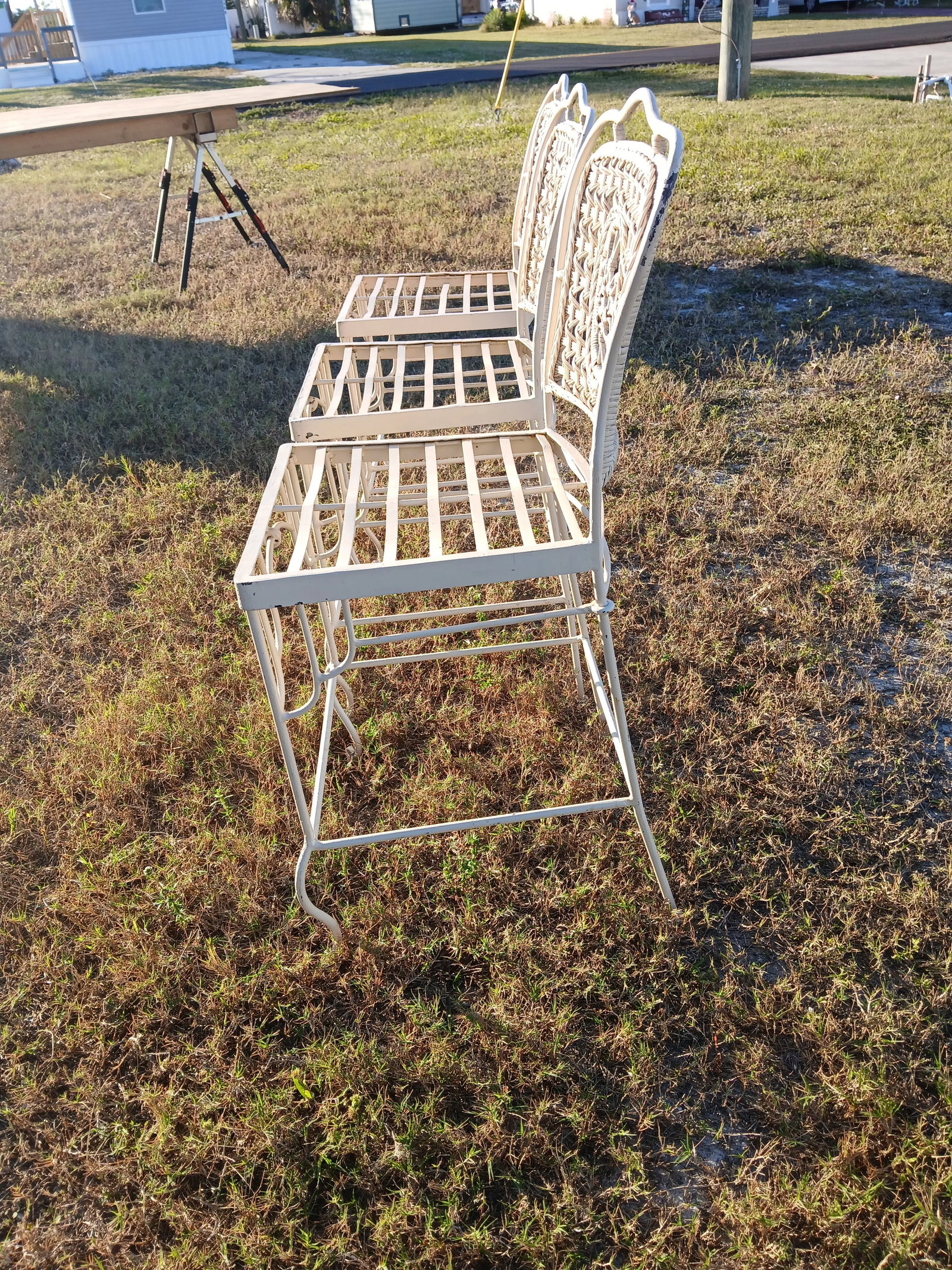 1950s Rattan and Iron Bar Stools or Counter Chairs - Set of 3 - 4