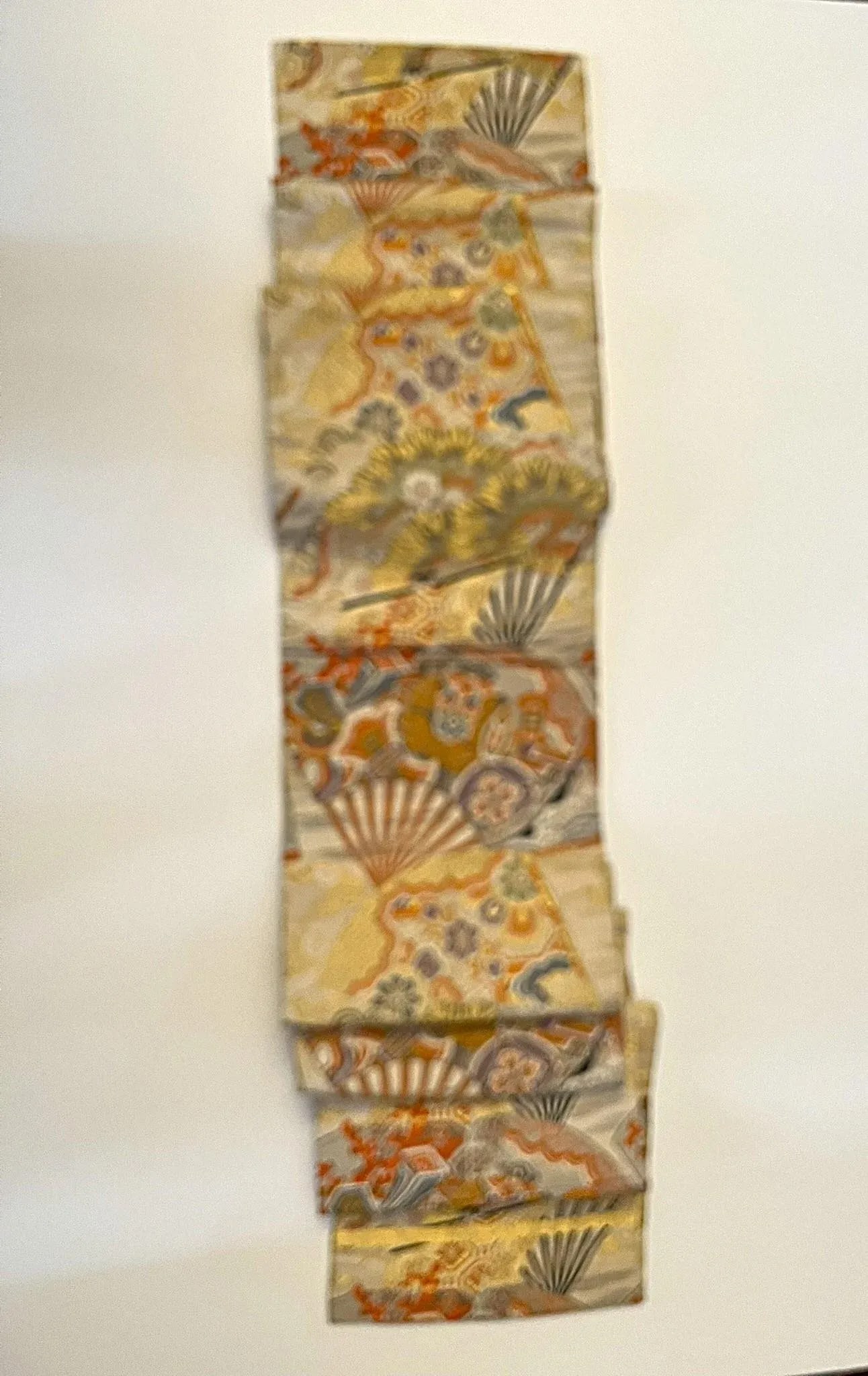 Early 20th Century Japanese Maru Obi With Fan Designs - 4