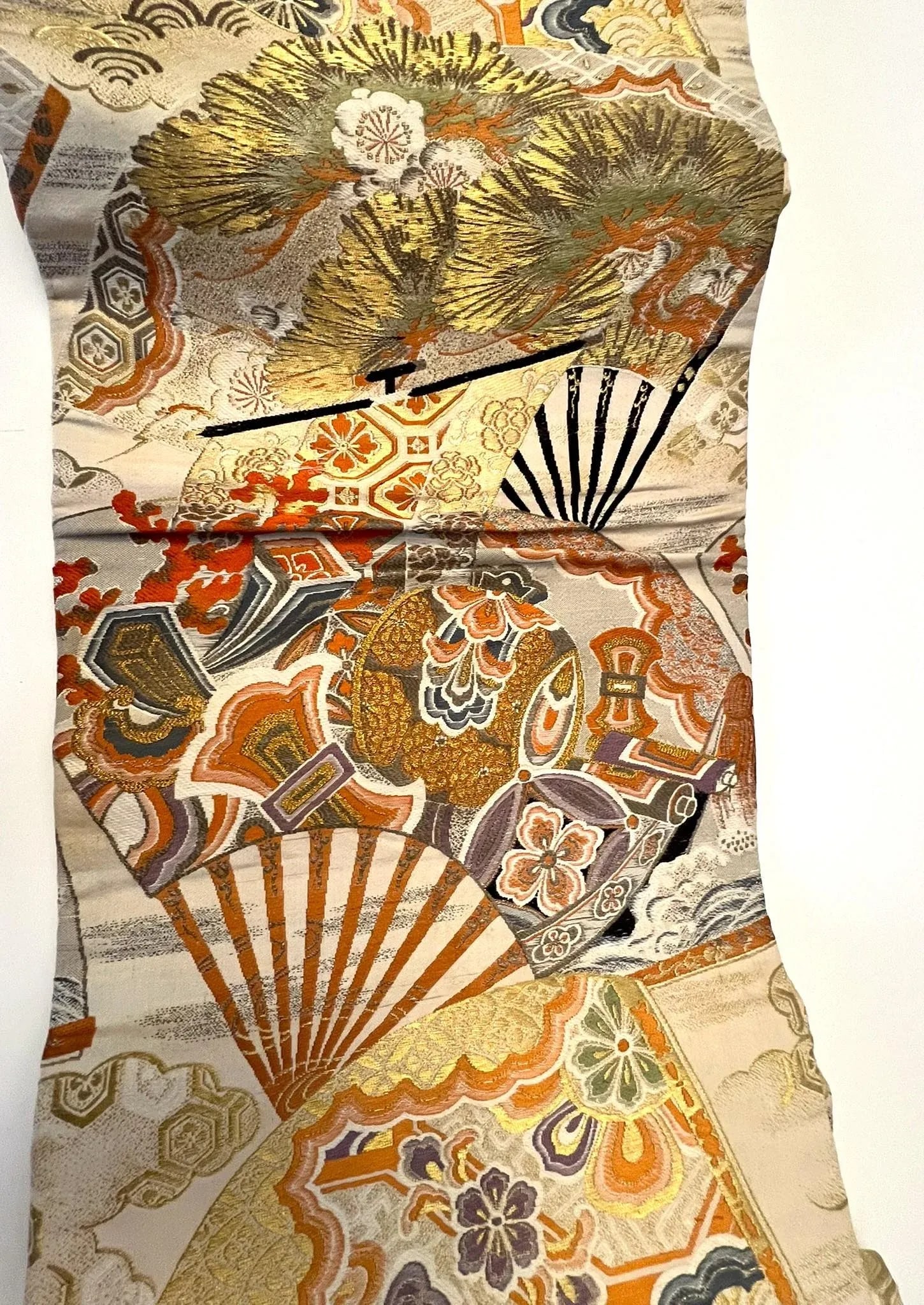 Early 20th Century Japanese Maru Obi With Fan Designs - 5