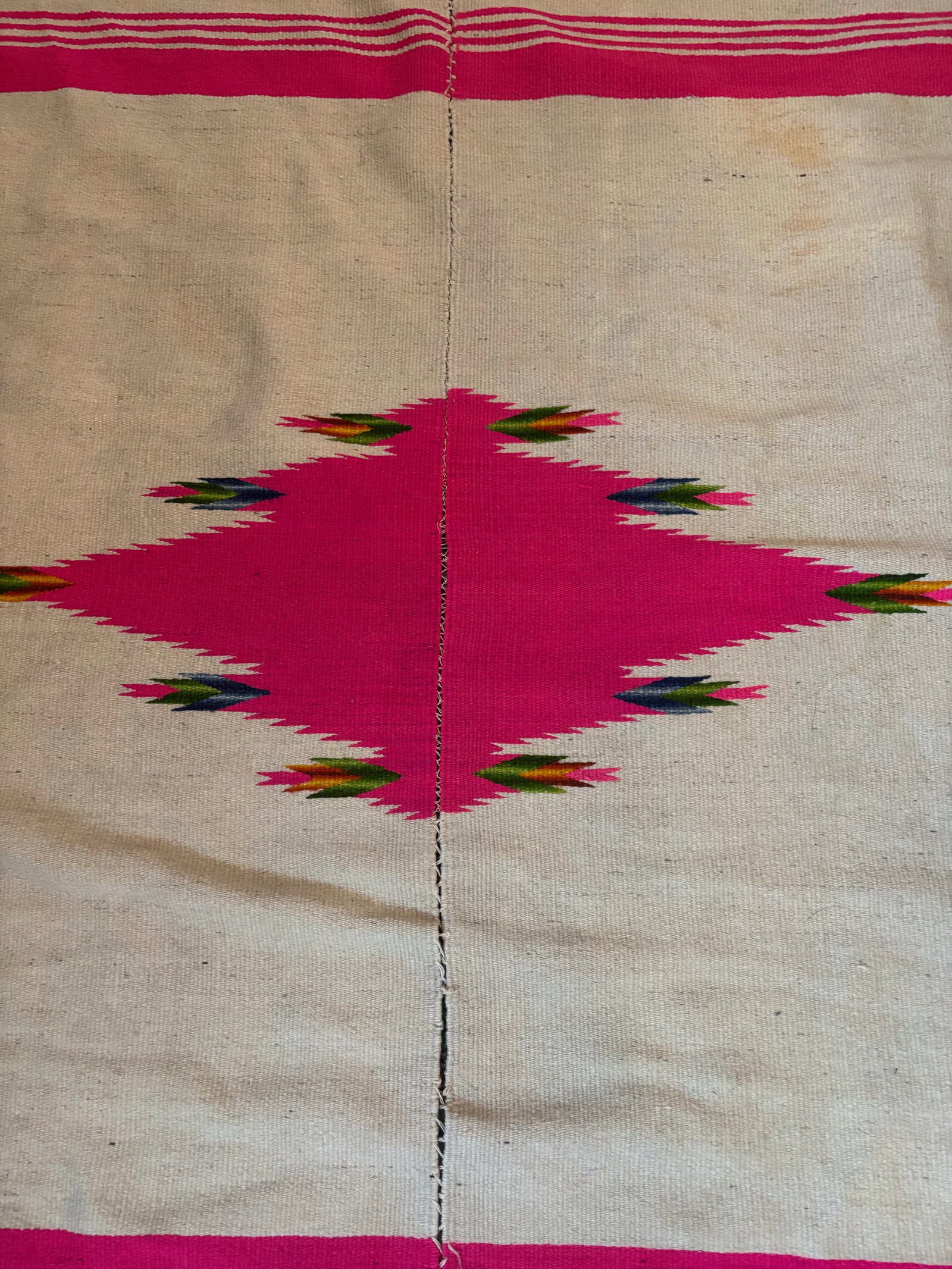 Late 19th/Early 20th Century Saltillo Serape Wearing Blanket - 4