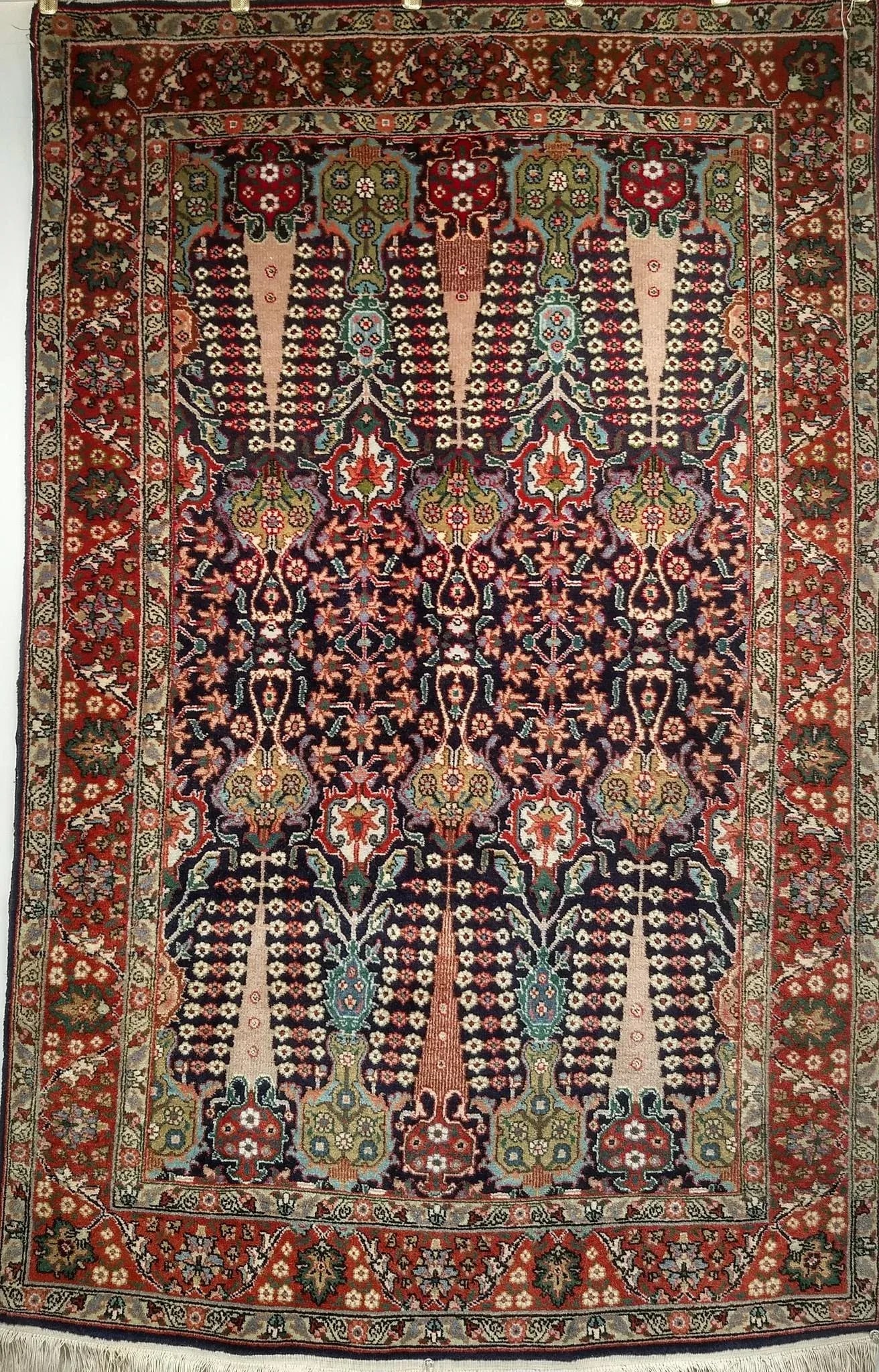 Antique Persian Tabriz Area Rug, All-Over Geometric Pattern, Navy & Green, 3' X 6' - 2