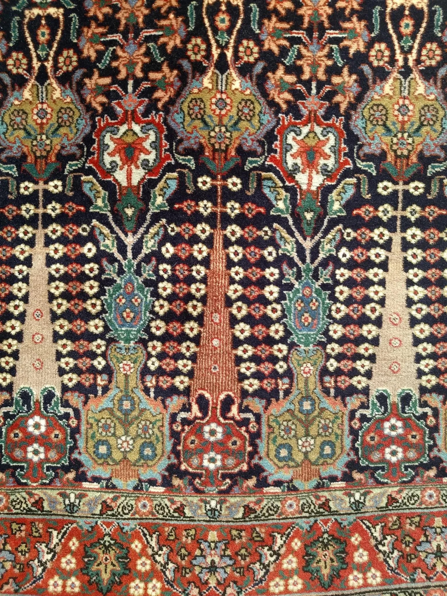 Antique Persian Tabriz Area Rug, All-Over Geometric Pattern, Navy & Green, 3' X 6' - 6