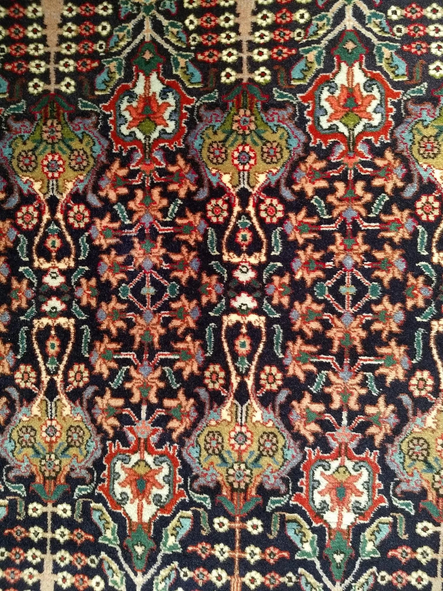 Antique Persian Tabriz Area Rug, All-Over Geometric Pattern, Navy & Green, 3' X 6' - 7