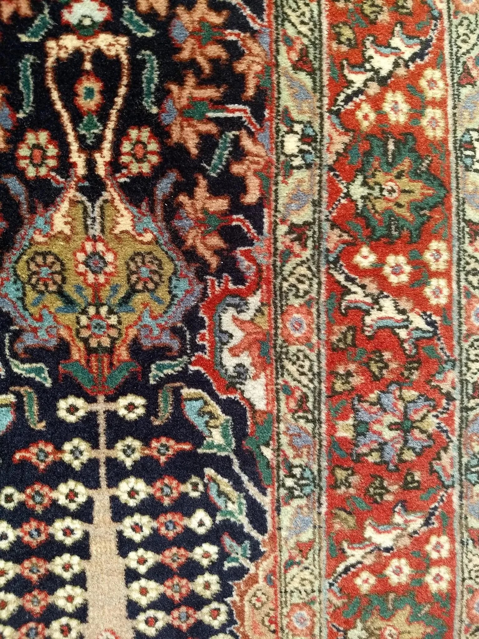 Antique Persian Tabriz Area Rug, All-Over Geometric Pattern, Navy & Green, 3' X 6' - 8