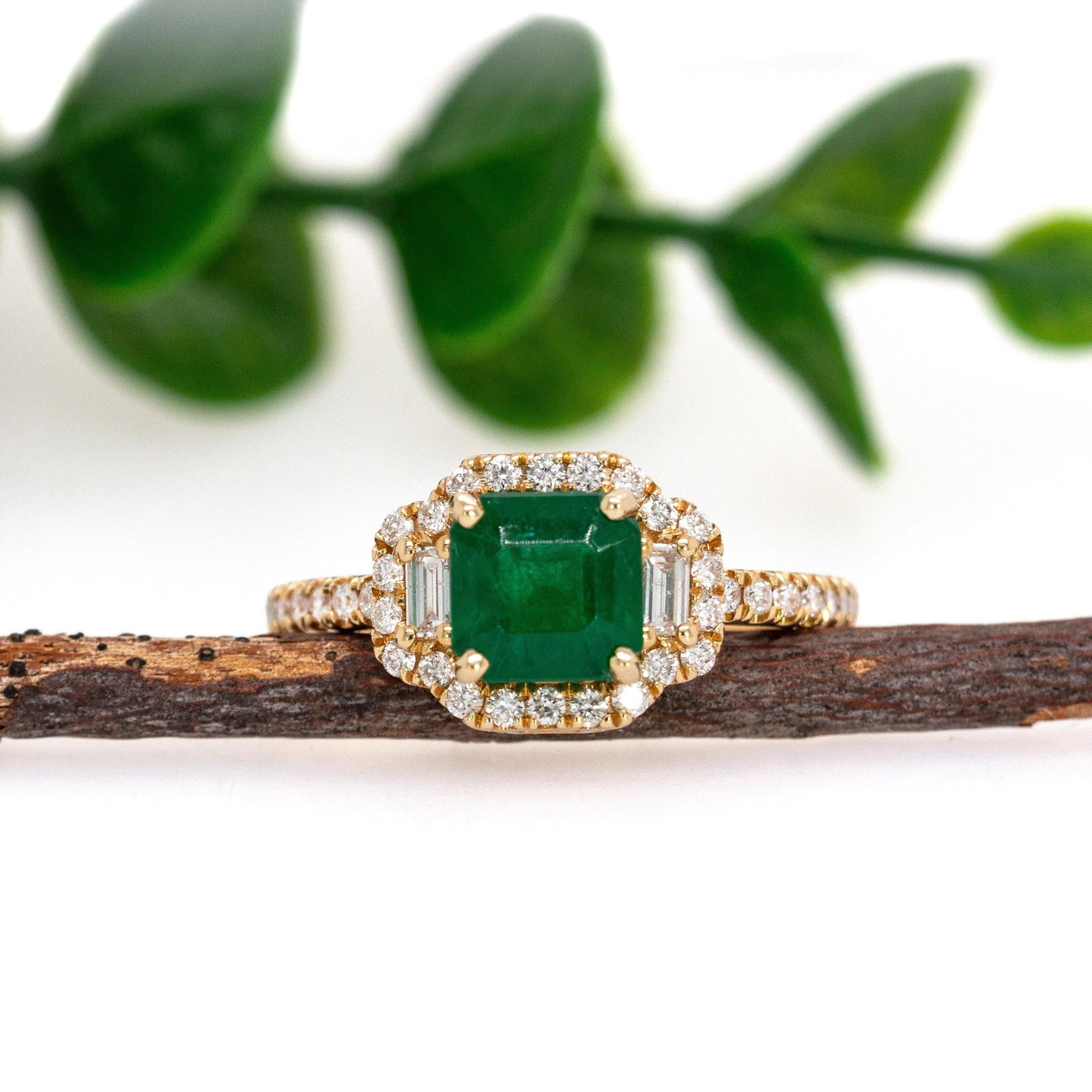 1.28cts Emerald Diamond Engagement Ring in 14k Gold | Emerald Cut 6.5mm, Size 6.75 - 3