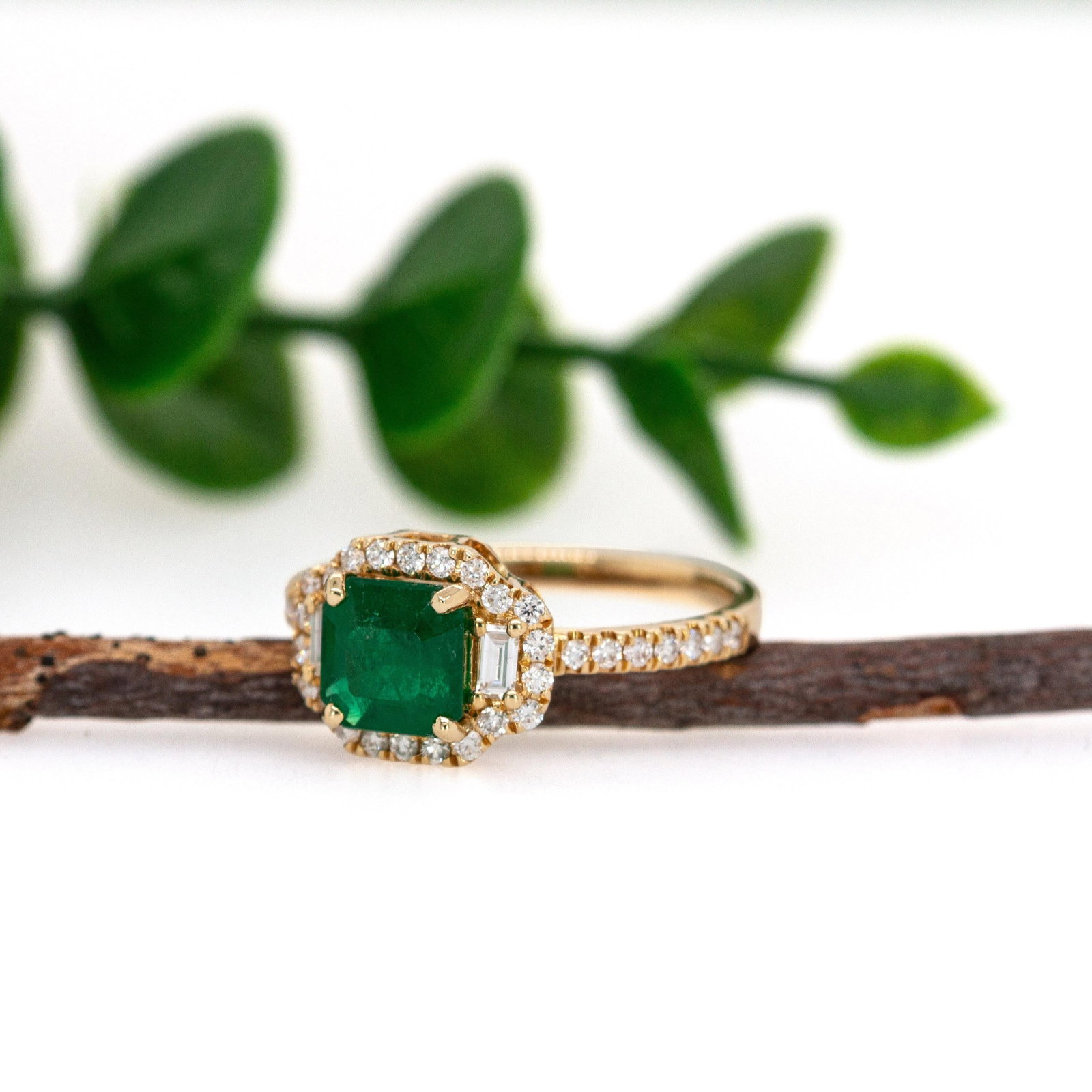 1.28cts Emerald Diamond Engagement Ring in 14k Gold | Emerald Cut 6.5mm, Size 6.75 - 4