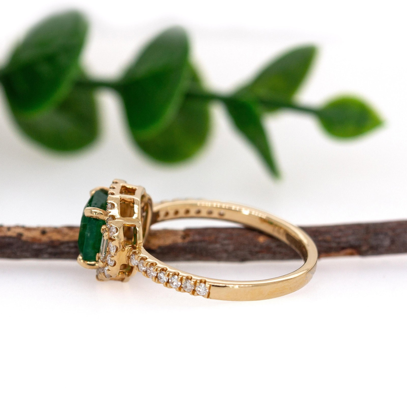 1.28cts Emerald Diamond Engagement Ring in 14k Gold | Emerald Cut 6.5mm, Size 6.75 - 5