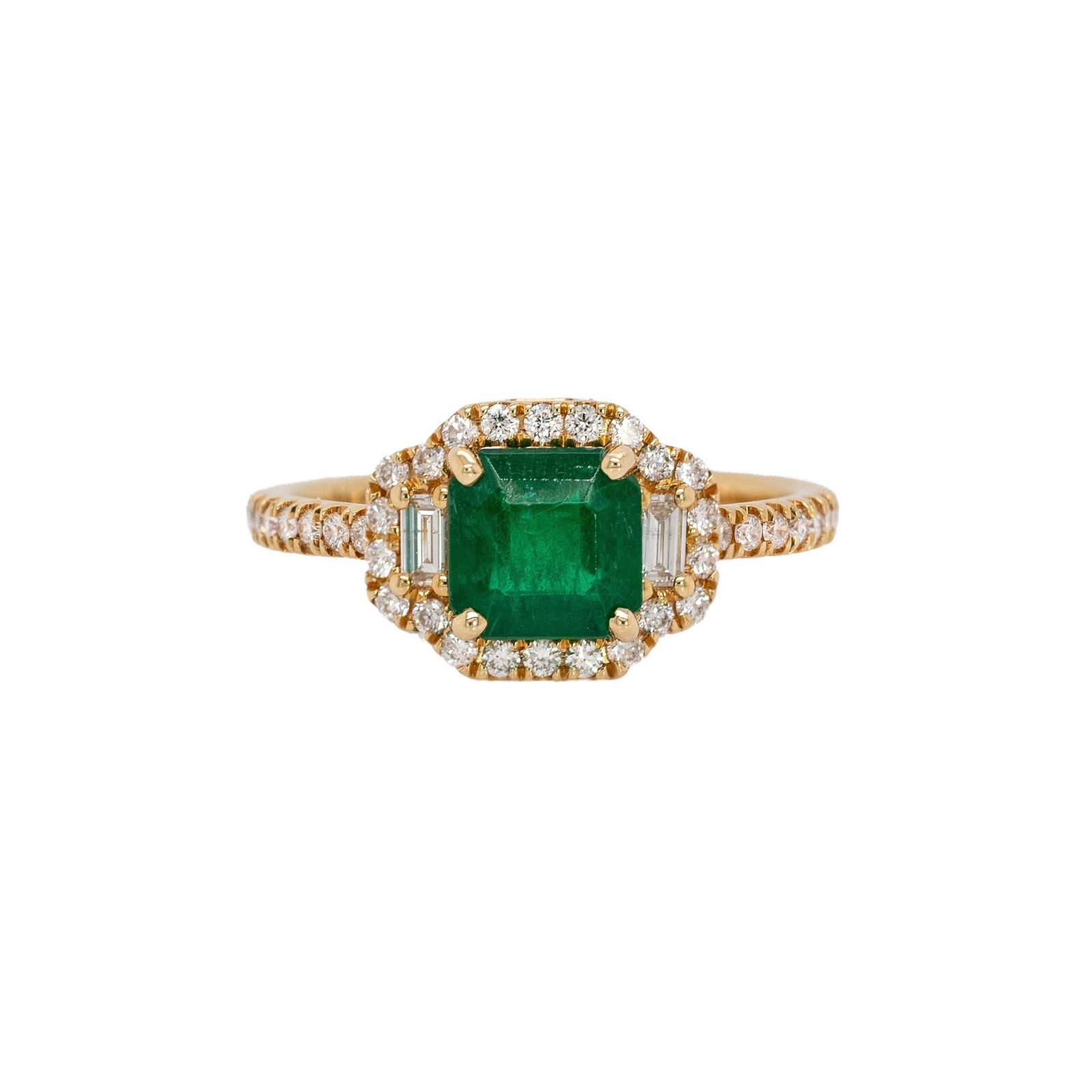 1.28cts Emerald Diamond Engagement Ring in 14k Gold | Emerald Cut 6.5mm, Size 6.75 - 8