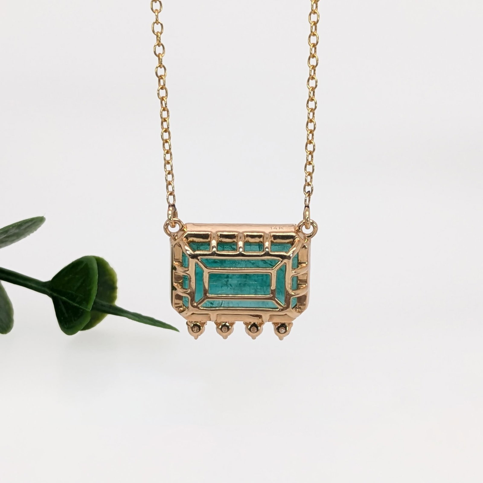 6ct Emerald Pendant w Natural Diamond Accents in Solid 14K Gold | EM 15x10mm - 4