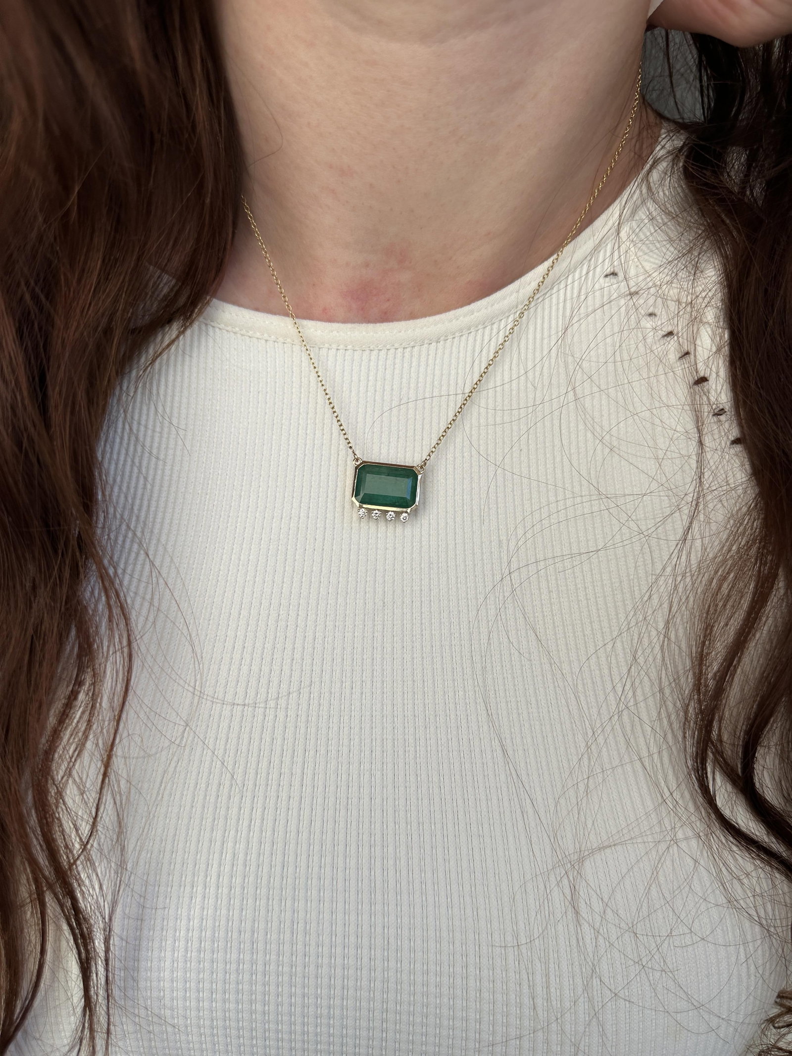 6ct Emerald Pendant w Natural Diamond Accents in Solid 14K Gold | EM 15x10mm - 5