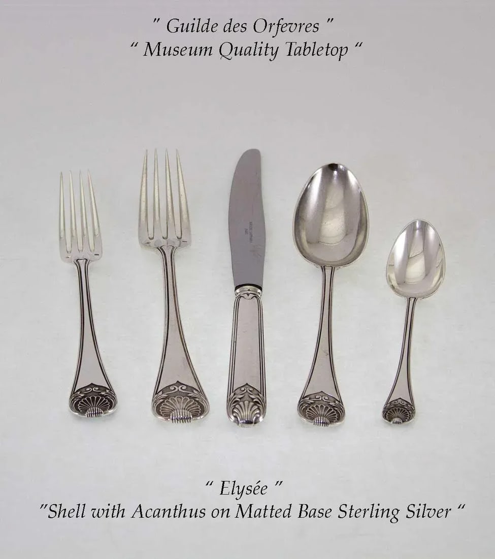 1990s Elysee Sterling Silver Hand-Crafted 5-Piece Flatware Place-Setting - 5