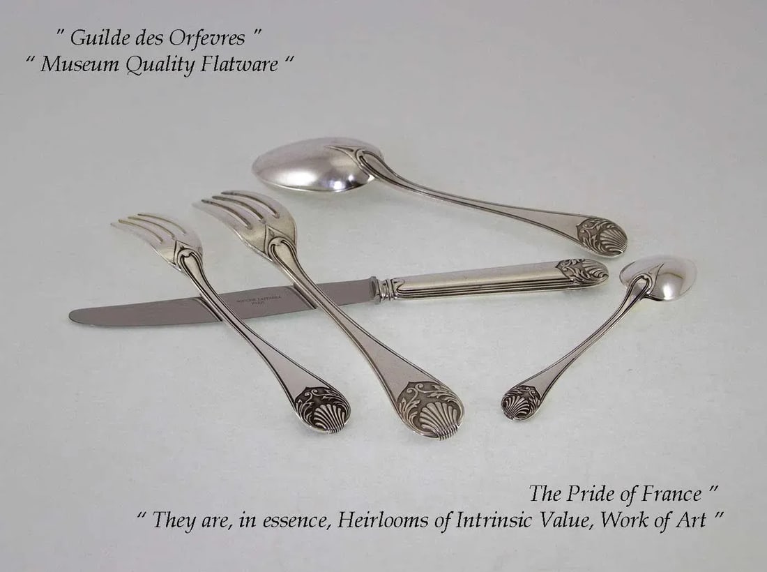 1990s Elysee Sterling Silver Hand-Crafted 5-Piece Flatware Place-Setting - 6