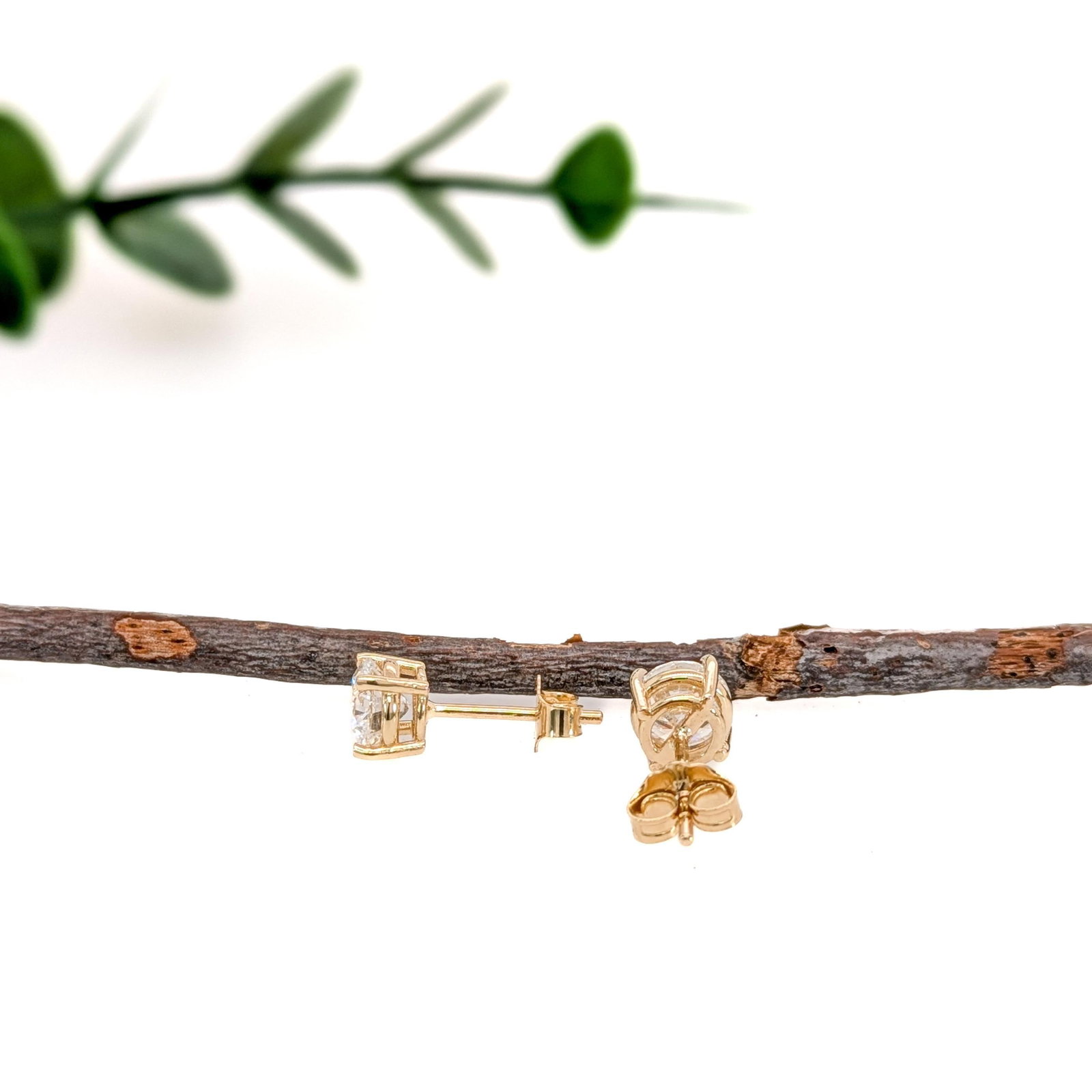 1.66cts Lab Diamond Solitaire Stud Earrings in 14k Yellow Gold | Round 6mm, A Pair - 4