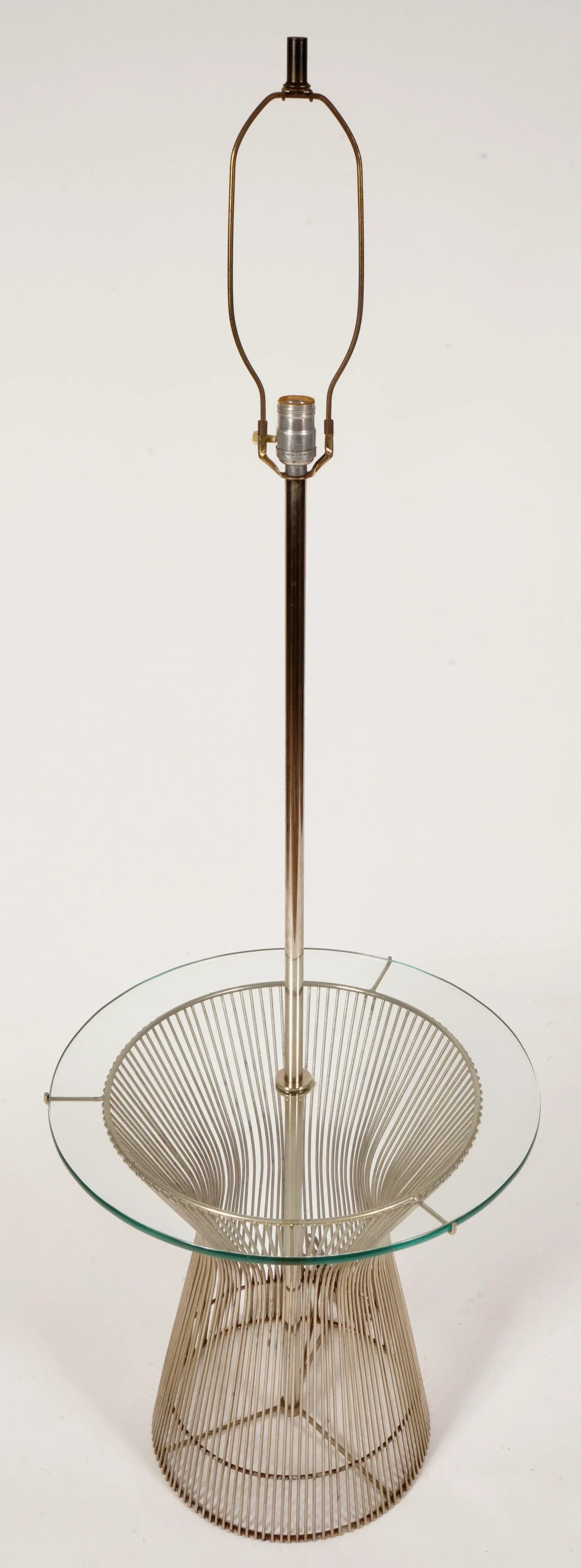 Vintage Floor Lamp Glass Side Table in the Style of Warren Platner for Knoll - 2