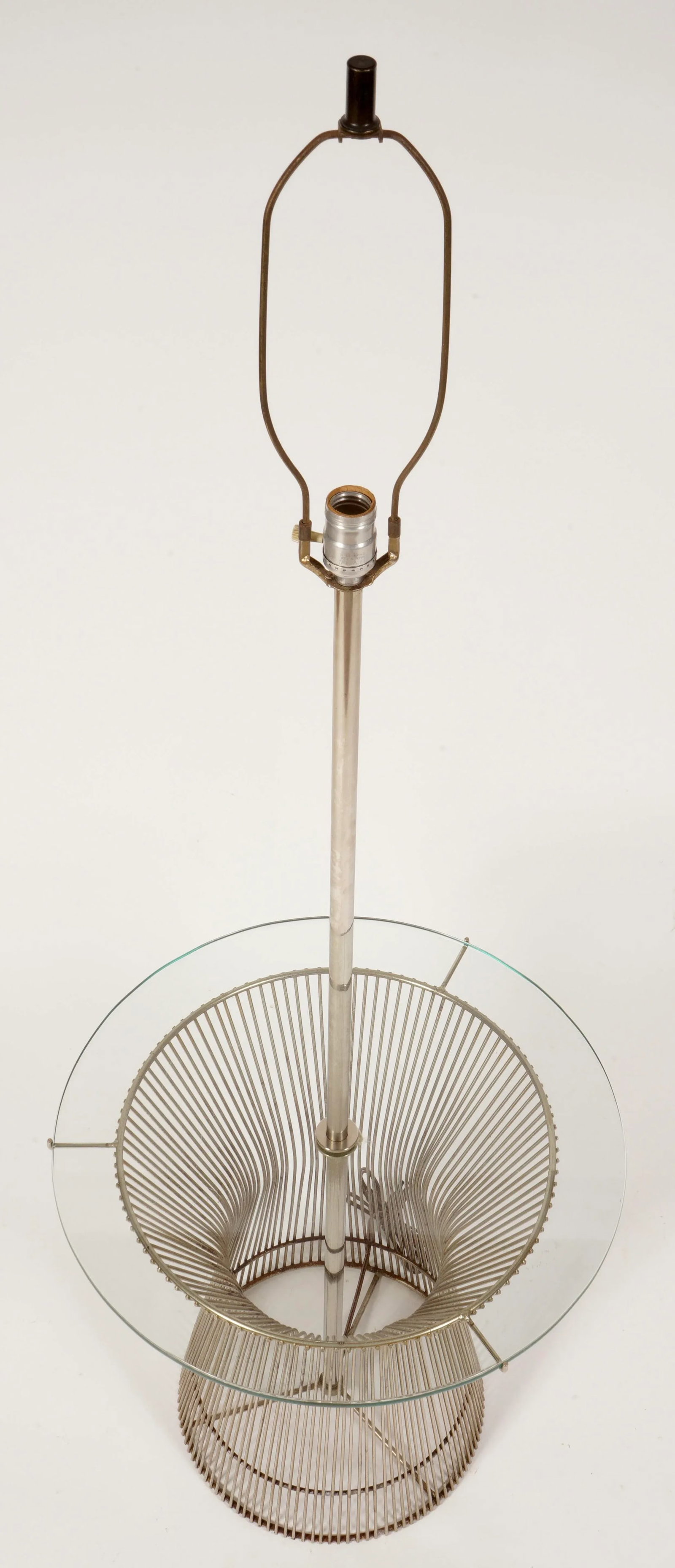Vintage Floor Lamp Glass Side Table in the Style of Warren Platner for Knoll - 4