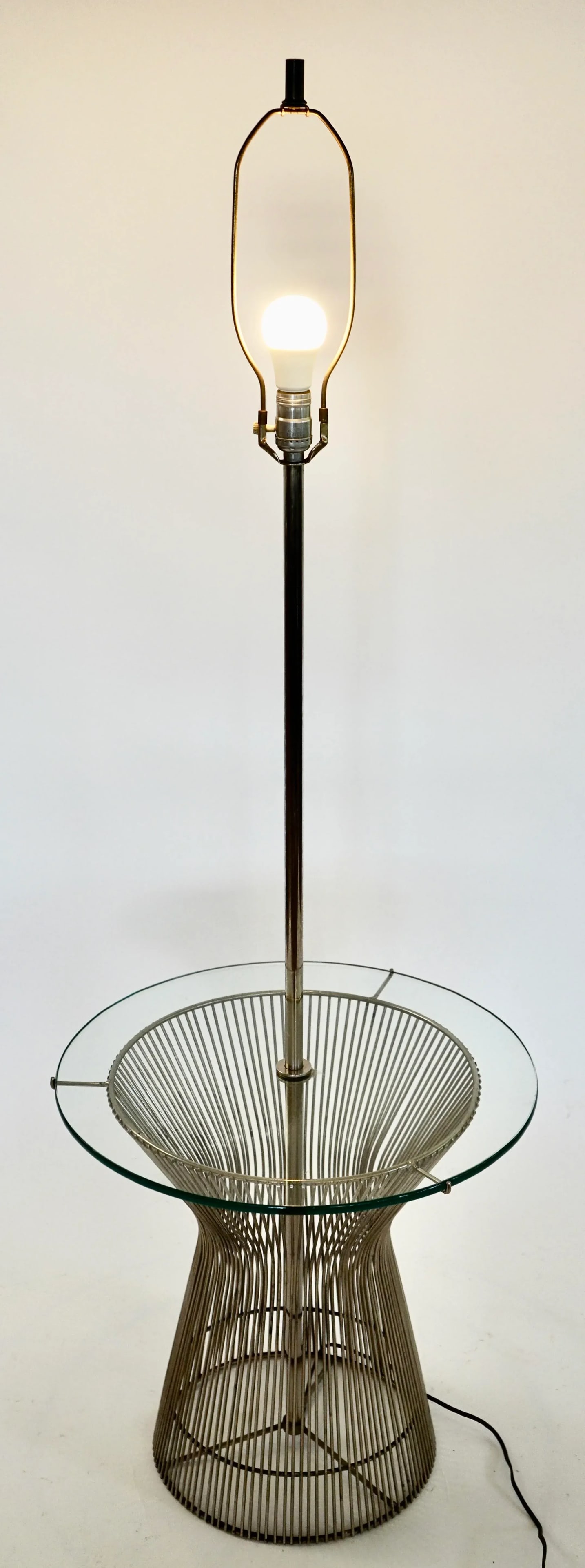 Vintage Floor Lamp Glass Side Table in the Style of Warren Platner for Knoll - 5