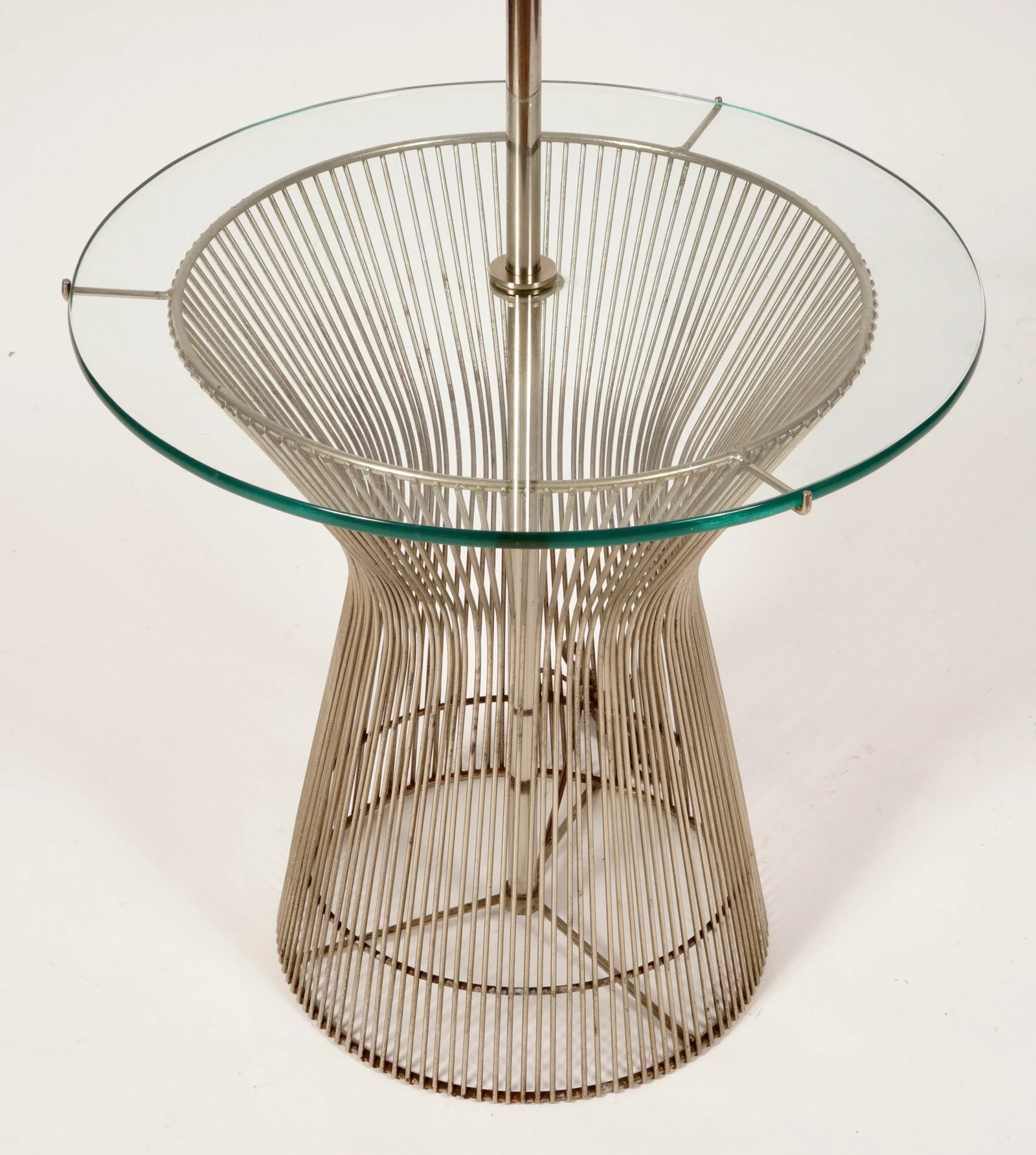 Vintage Floor Lamp Glass Side Table in the Style of Warren Platner for Knoll - 6