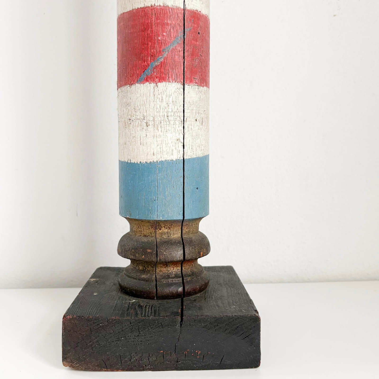 19th Century Wood Painted Barber Pole - 9