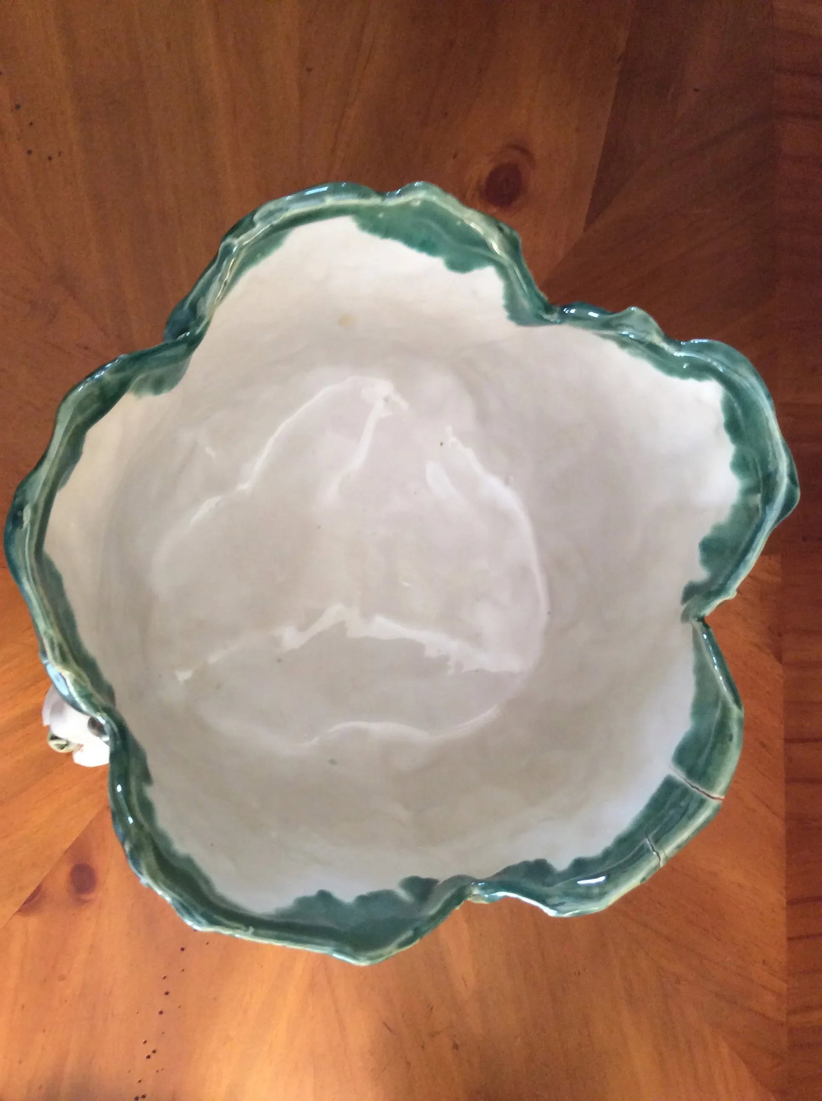Large Majolica Cabbage & Rabbit Vase - 4