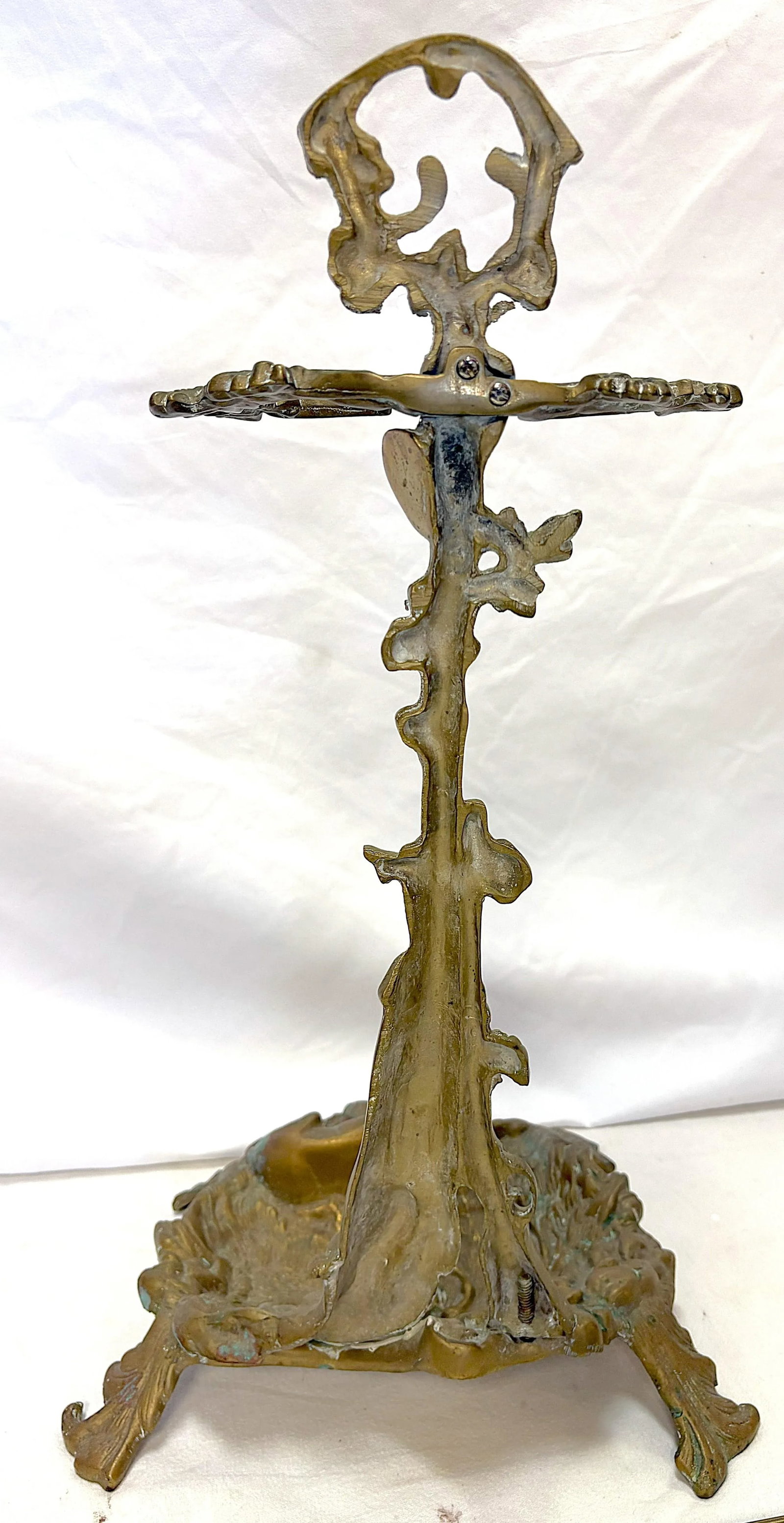 Vintage French Brass "Hunting" Motif Fireplace Tool Set- 5 Pieces - 11