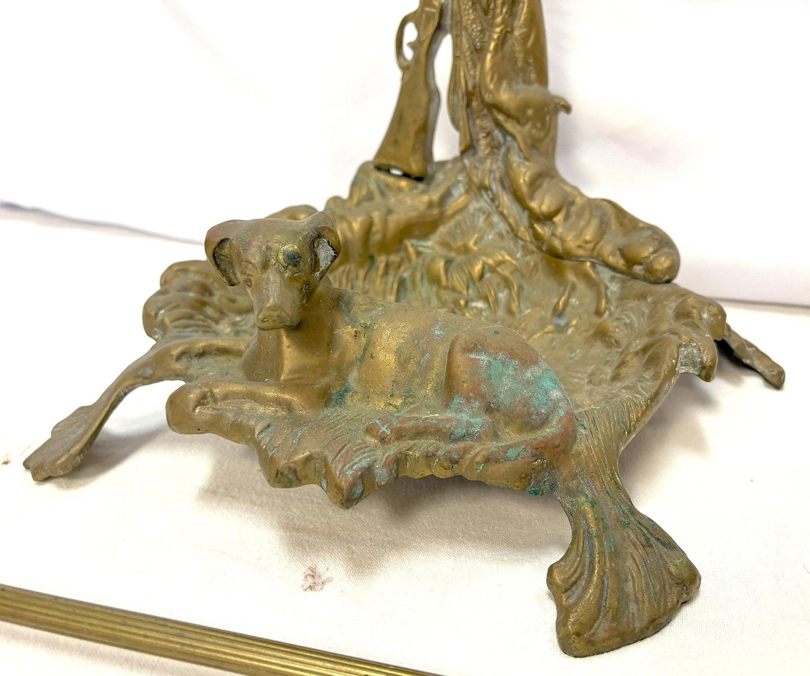Vintage French Brass "Hunting" Motif Fireplace Tool Set- 5 Pieces - 4