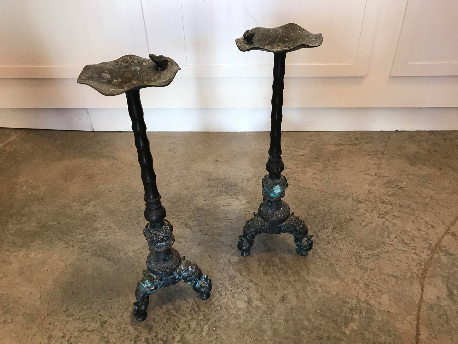 Vintage Elephant Brass/ Bronze Candle Holders - a Pair - 8